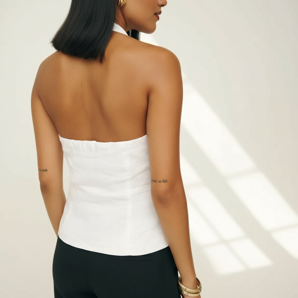 Linen Halter Neck Vest Top, Sleeveless Linen Vest Top