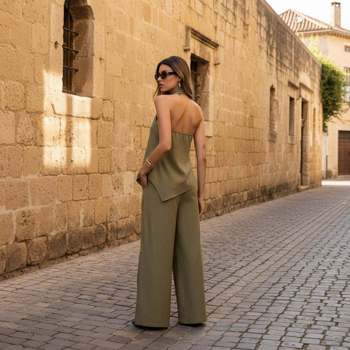 Linen Halter Top, Sleeveless Linen Blouse