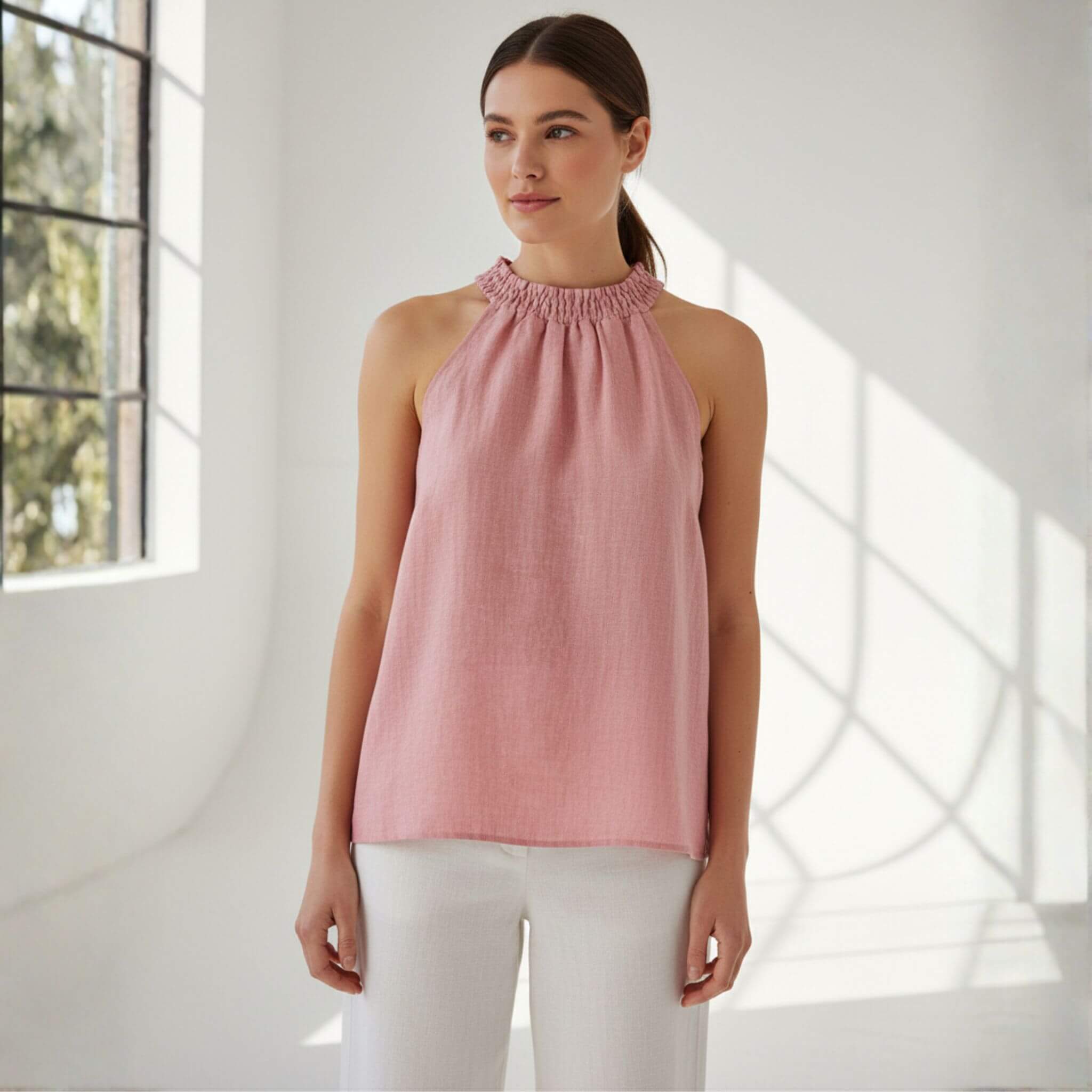 Linen Halter Top, Sleeveless Linen Top