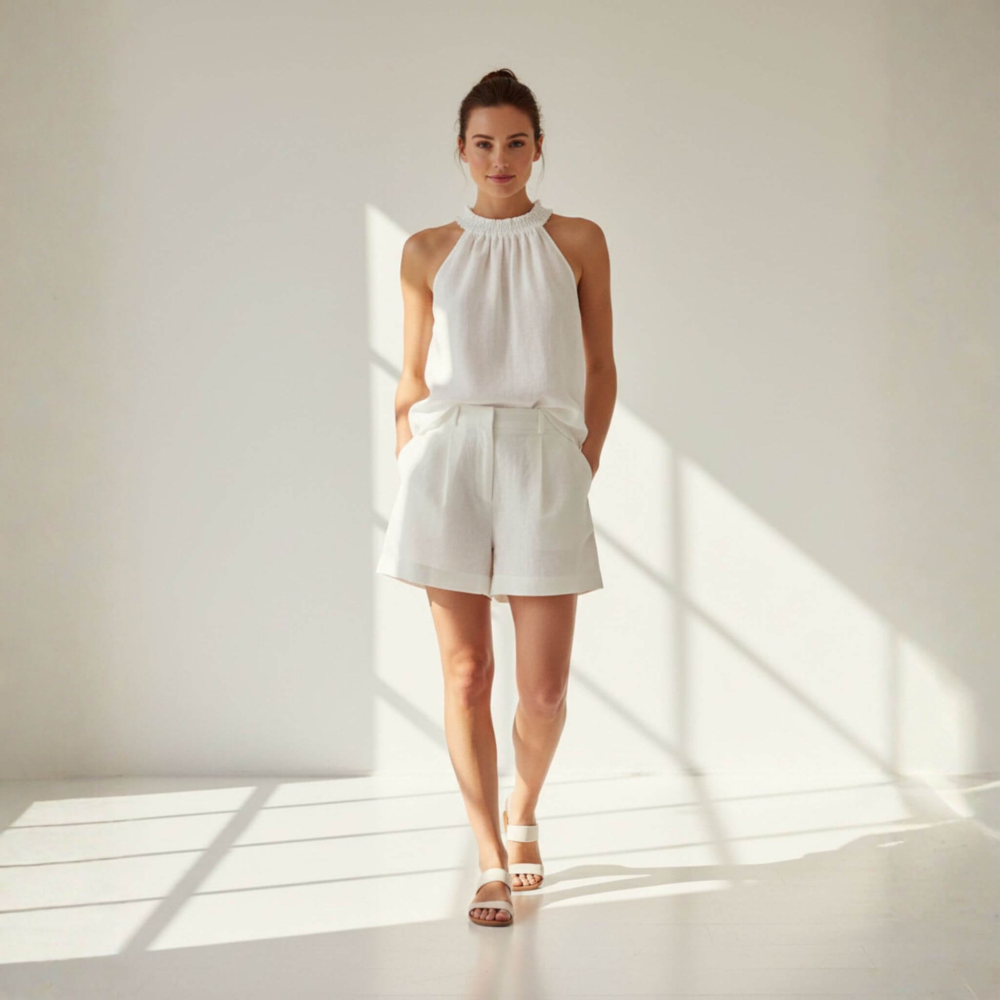 Linen Halter Top, Sleeveless Linen Top