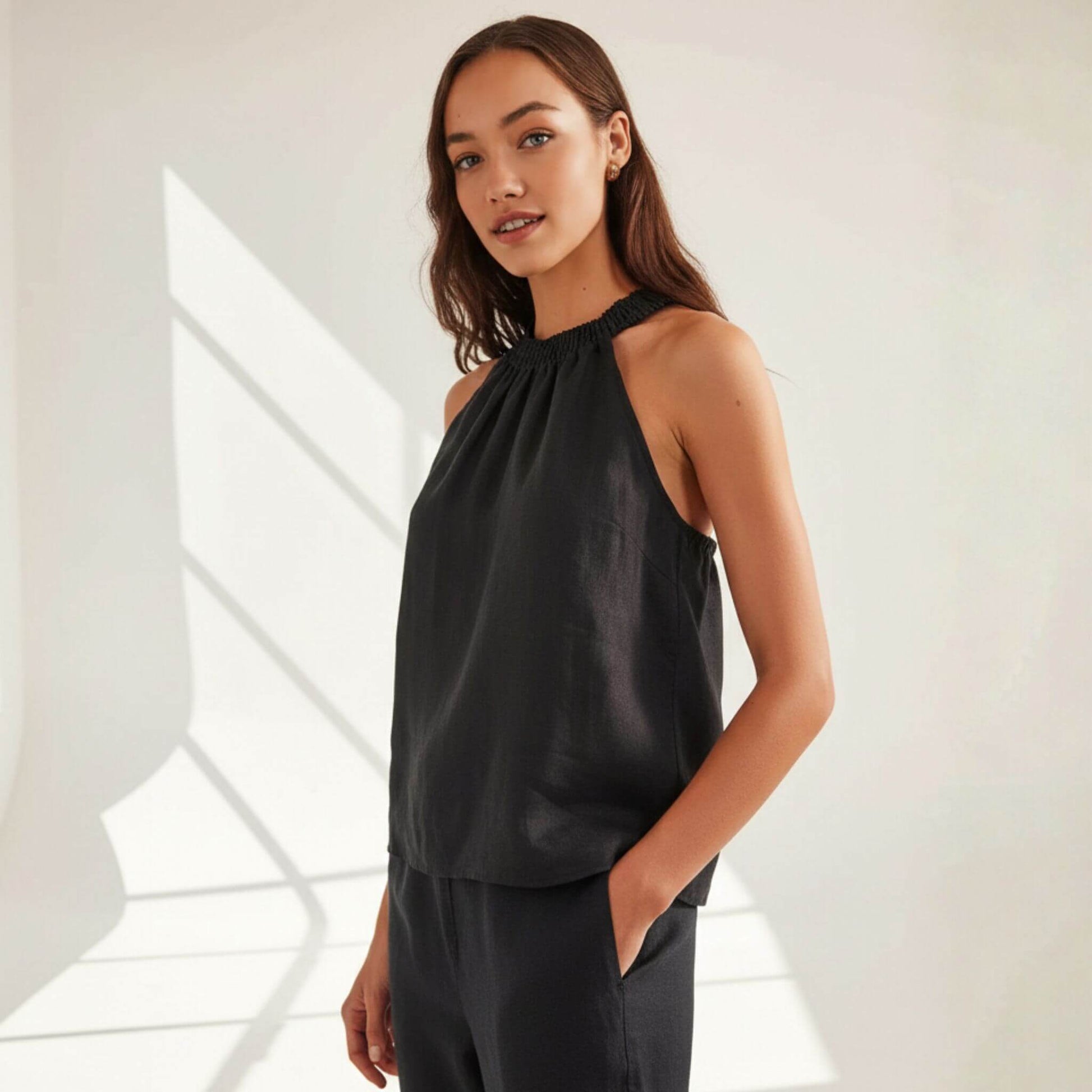 Linen Halter Top, Sleeveless Linen Top