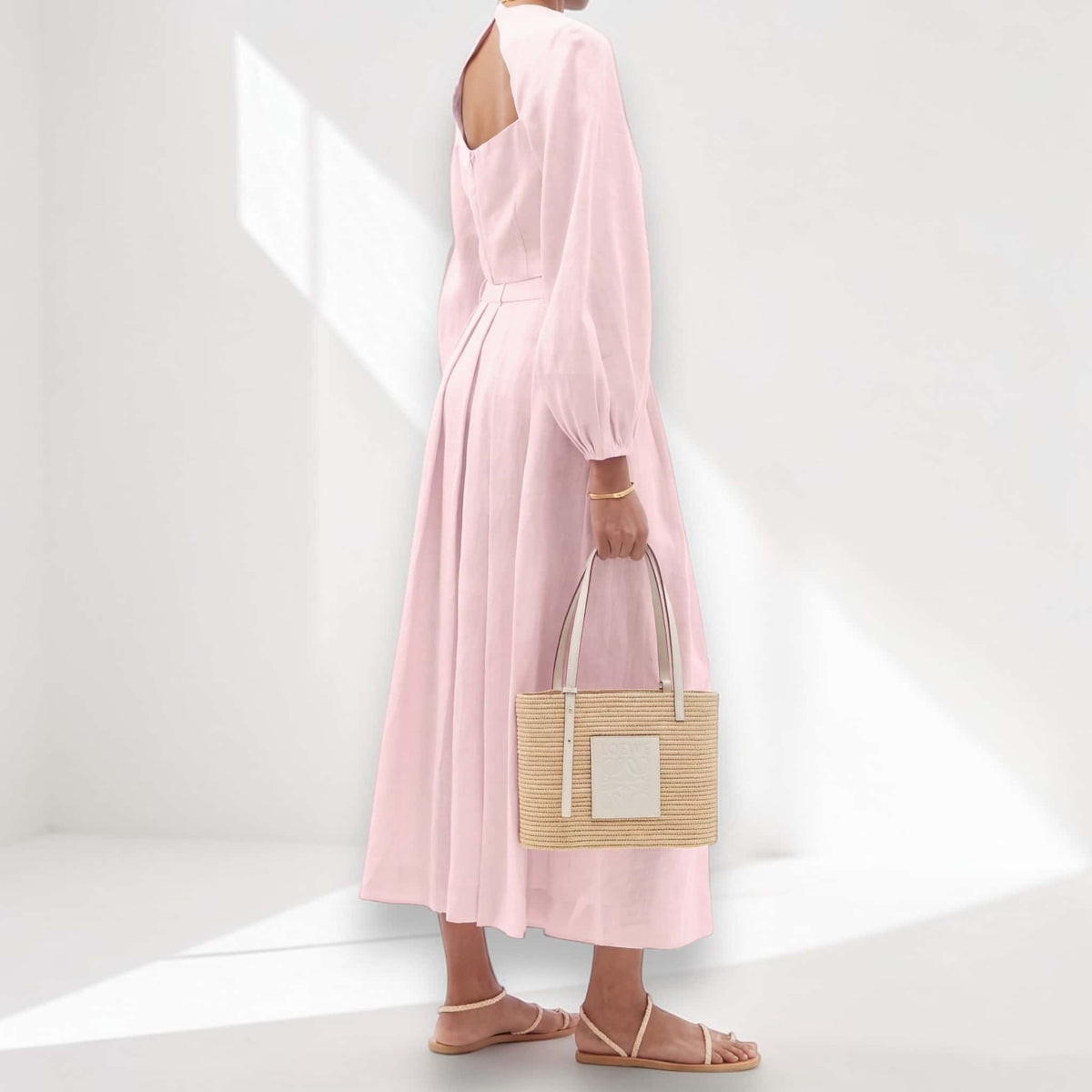 High-Waisted Linen Maxi Skirt, Pleated A-Line Skirt