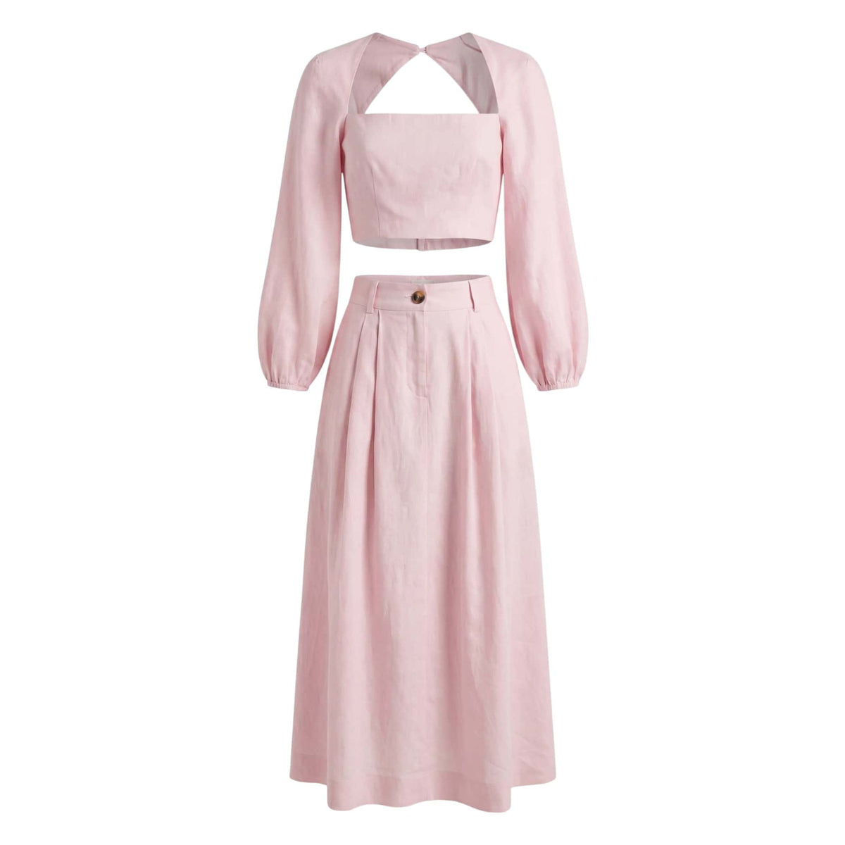 High-Waisted Linen Maxi Skirt, Pleated A-Line Skirt