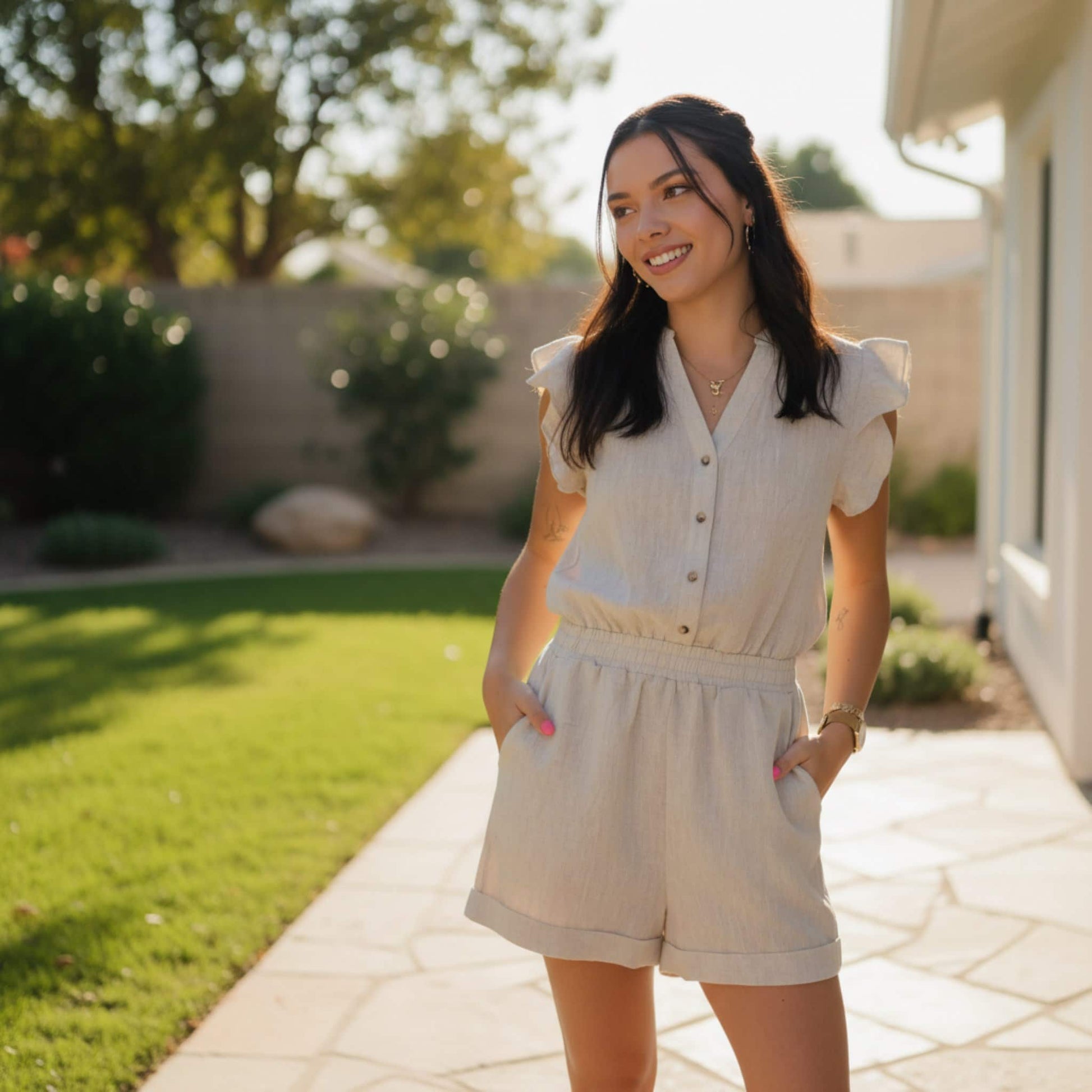 Linen Jumpsuit Women, Linen Short Jumpsuit