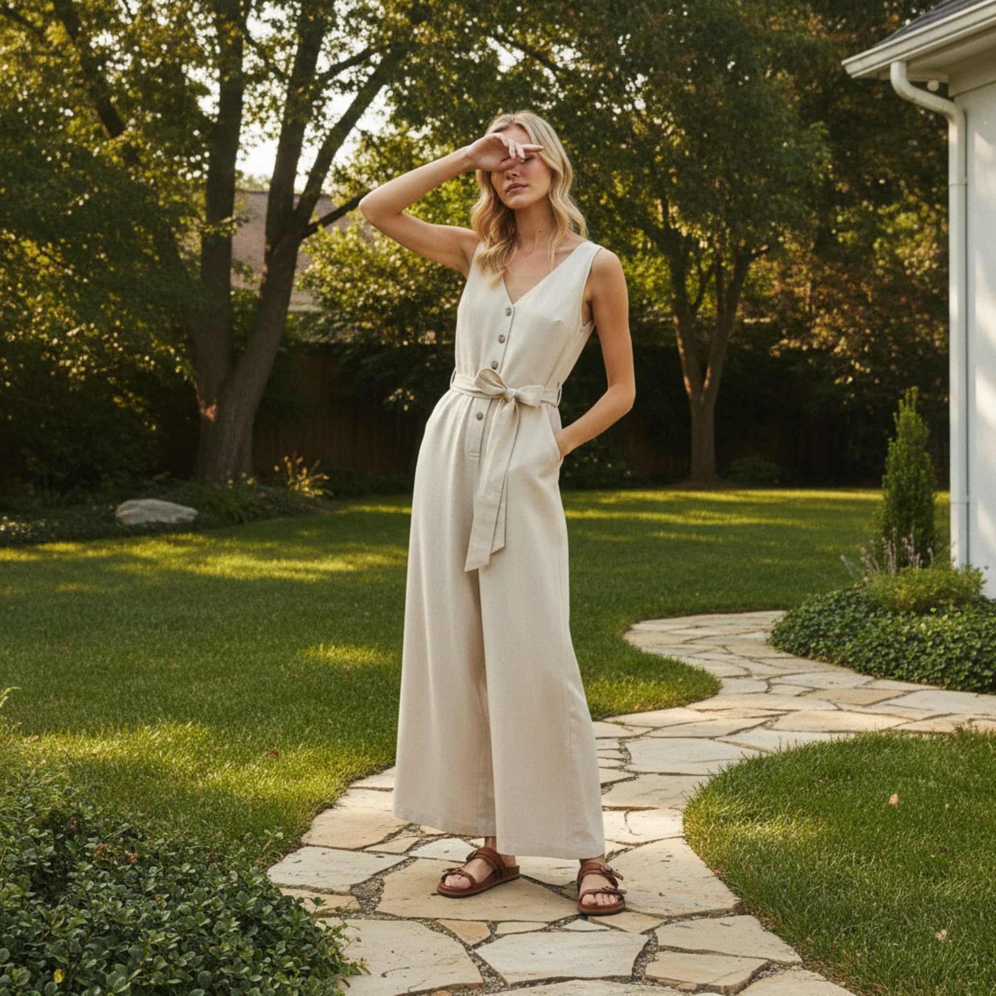 Linen Jumpsuit Women, Womens Wide Leg Jumpsuit​