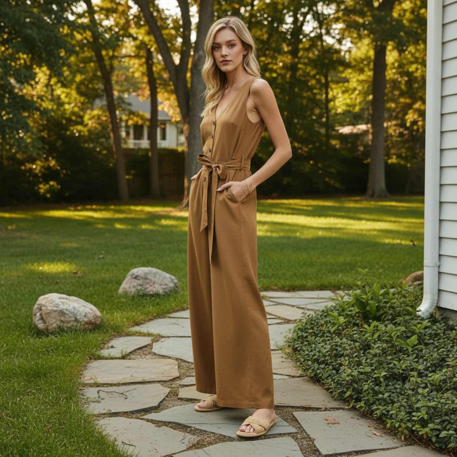 Linen Jumpsuit Women, Womens Wide Leg Jumpsuit​