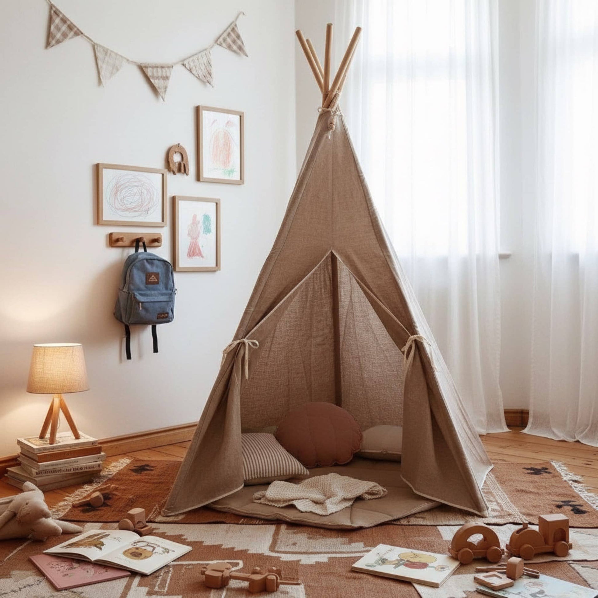 Linen Kids Teepee Cover, Bed Tent Cover