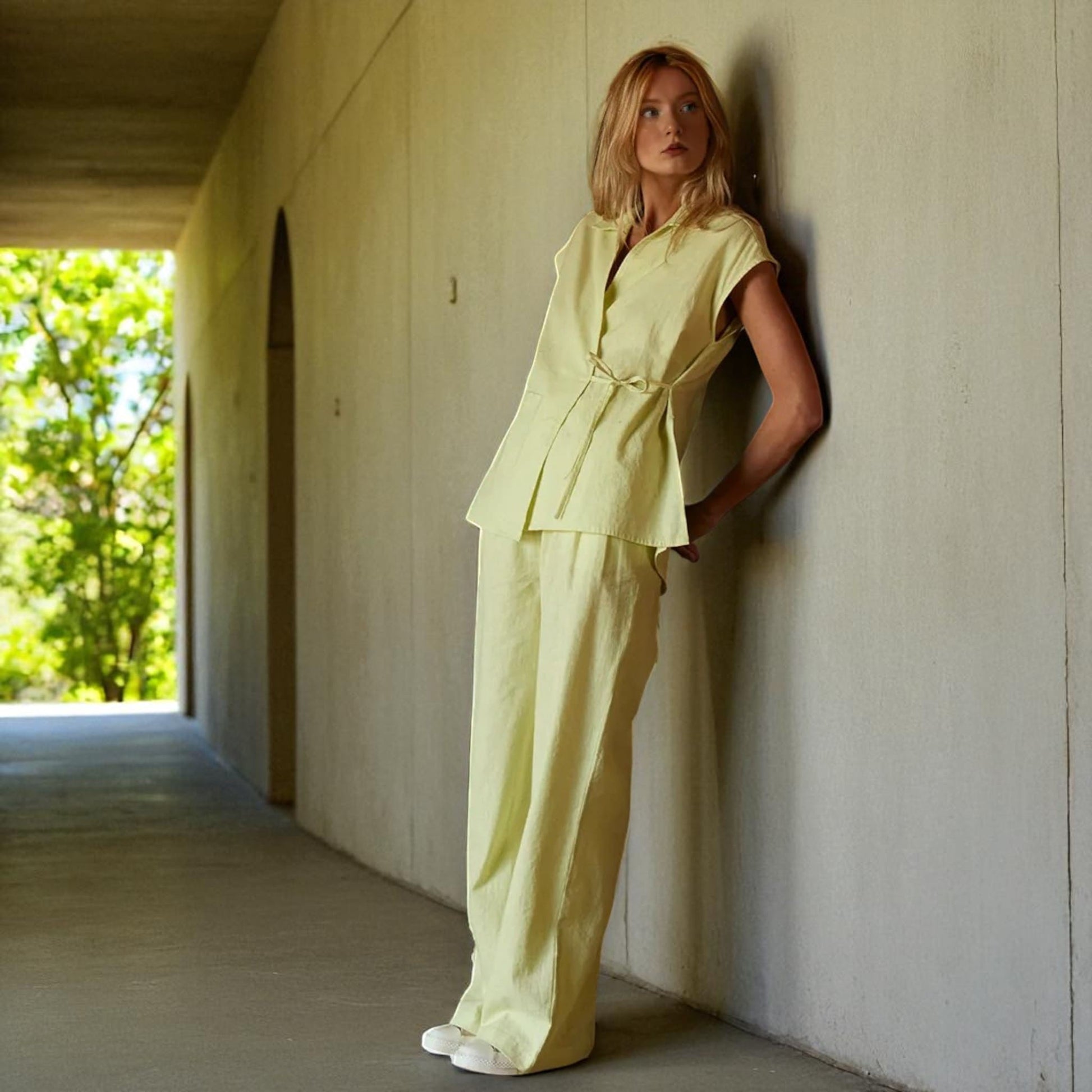 Linen Kimono Wrap Top, Sleeveless Linen Wrap Top