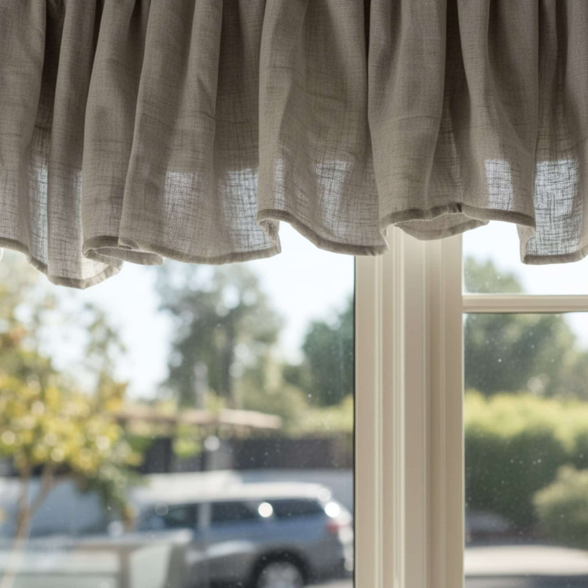 Linen Kitchen Window Valance, Ruffle Window Valance