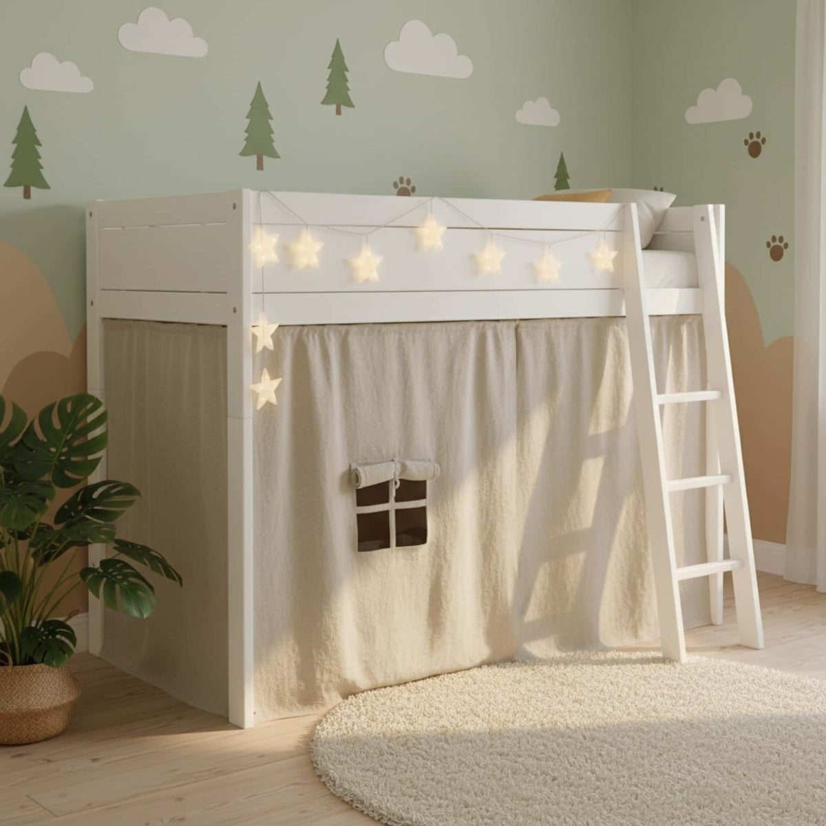 Linen Kura Bed Curtains, Curtains For Ikea Kura Bed