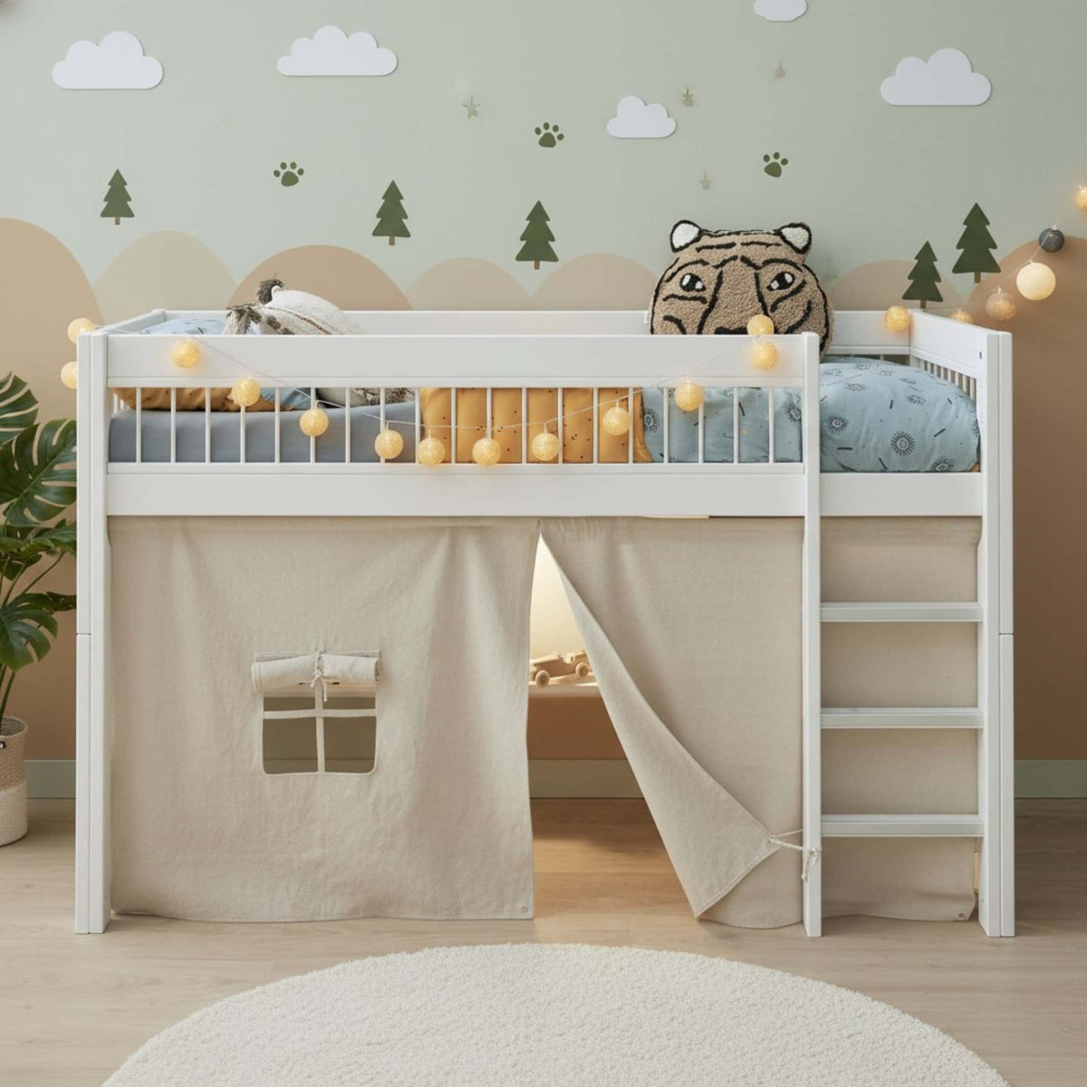 Linen Kura Bed Curtains, Curtains For Ikea Kura Bed