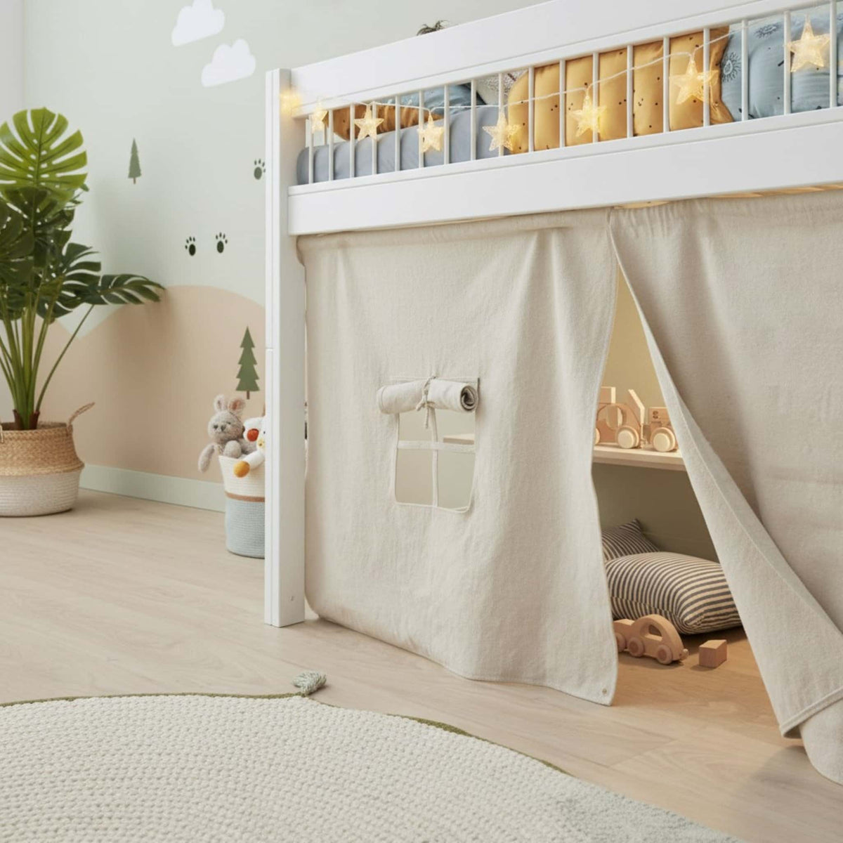 Linen Kura Bed Curtains, Curtains For Ikea Kura Bed