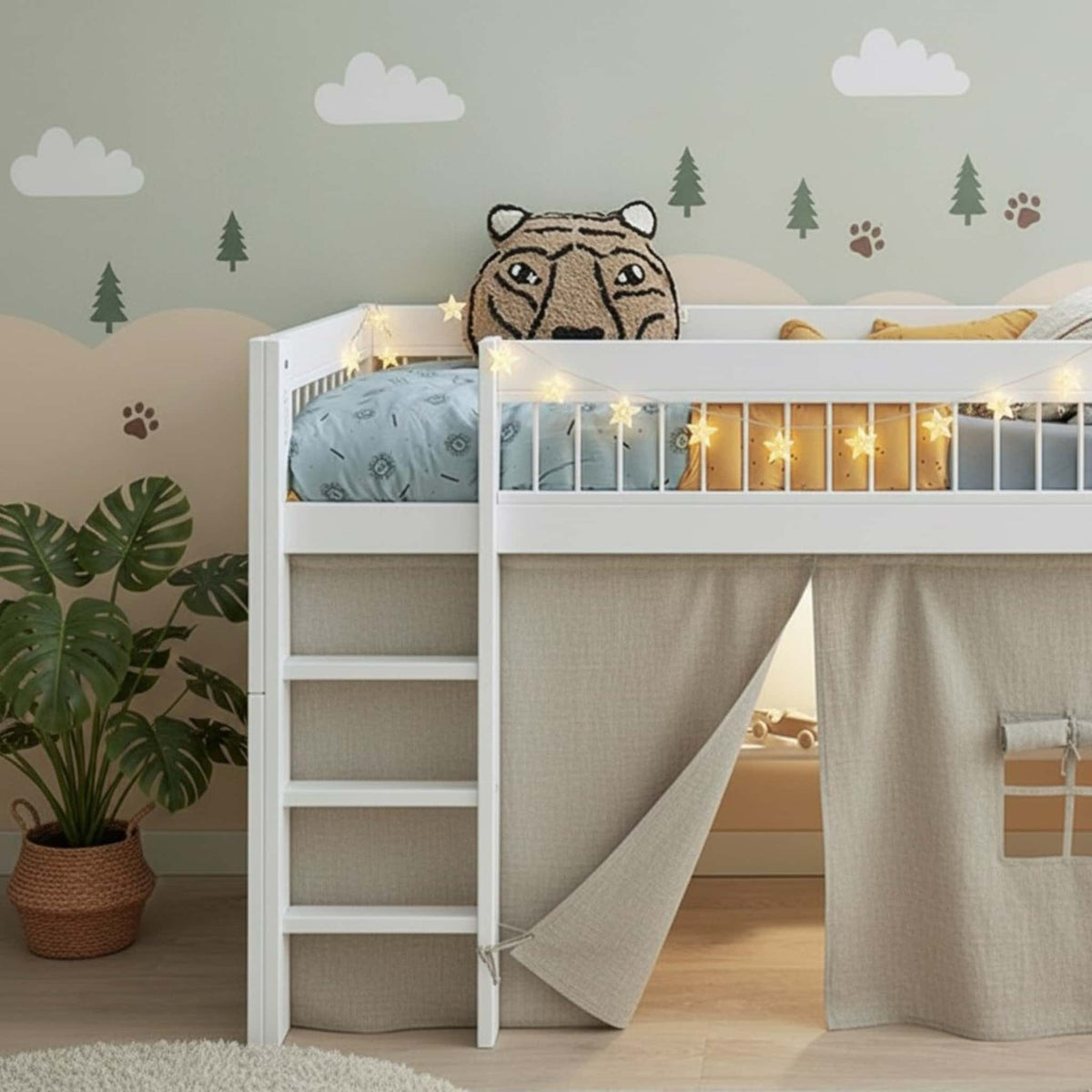 Linen Kura Bed Curtains, Curtains For Ikea Kura Bed