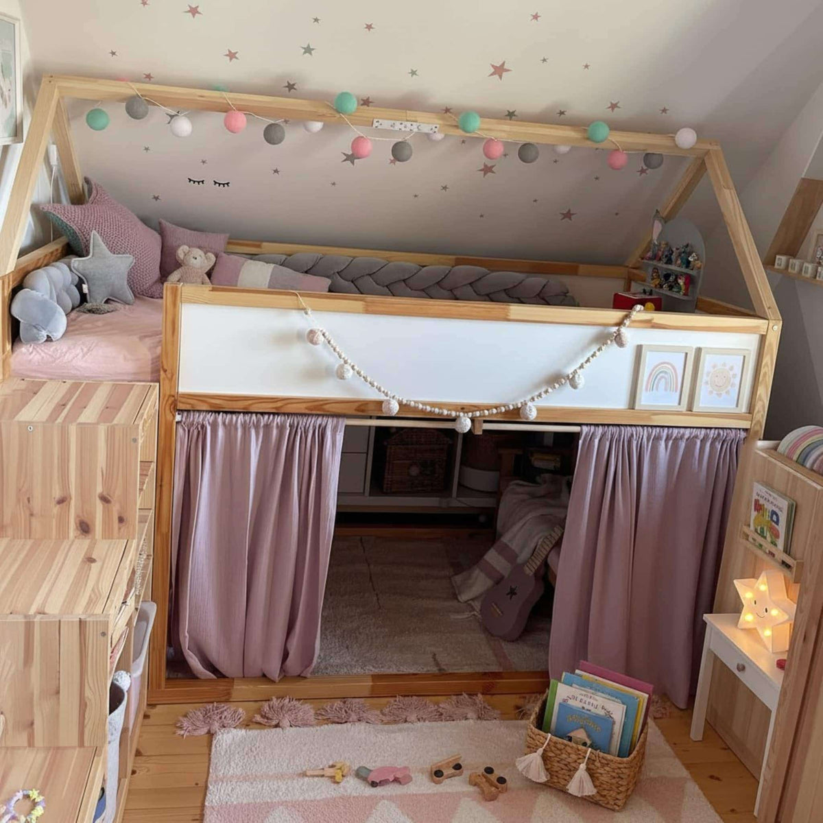 Linen Kura Bed Curtains, Ikea Kura Bed Curtains