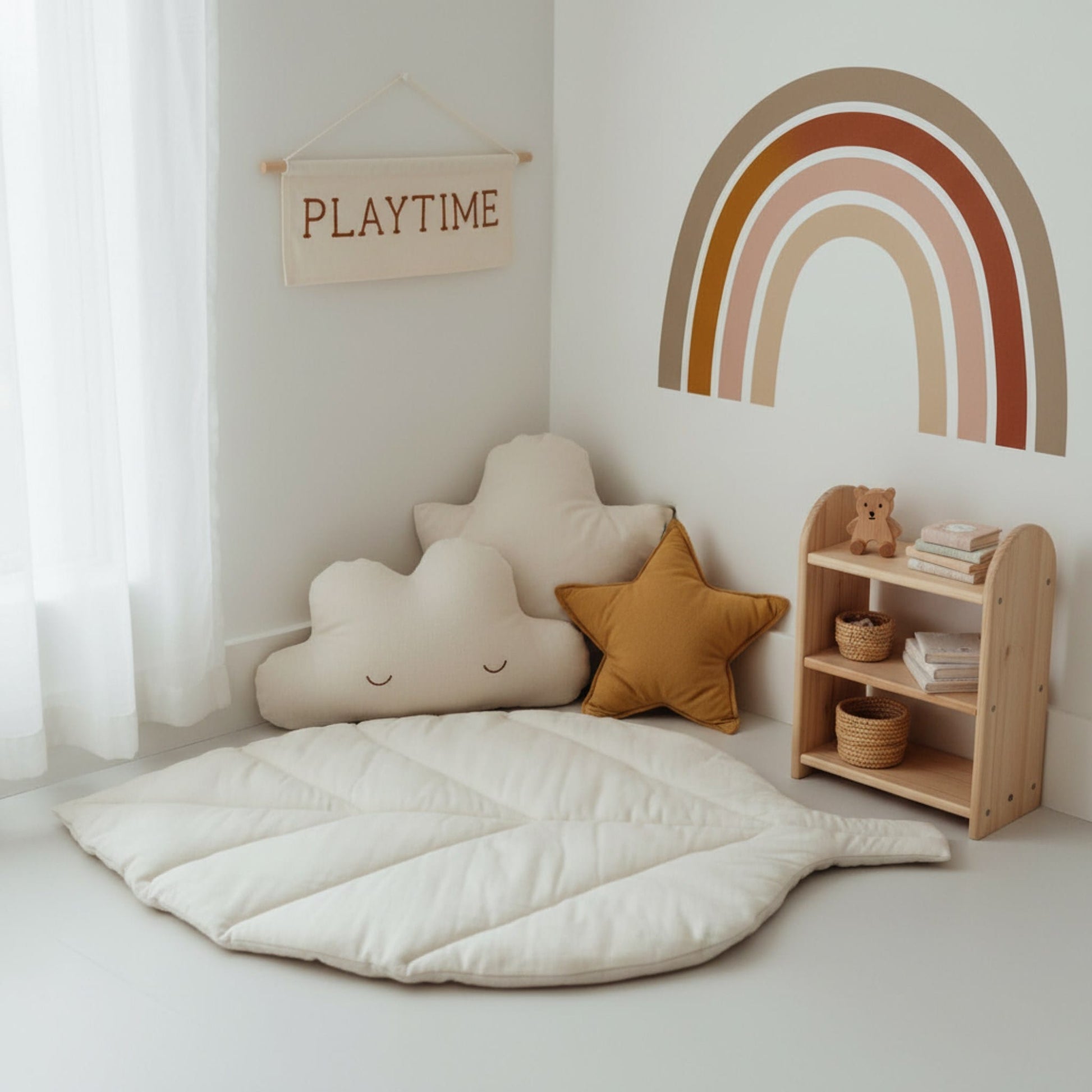 Linen Leaf Play Mat, Green Baby Play Mat