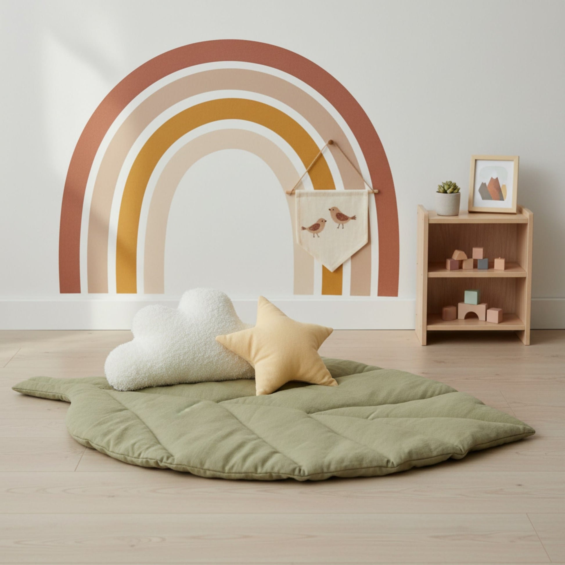 Linen Leaf Play Mat, Green Baby Play Mat