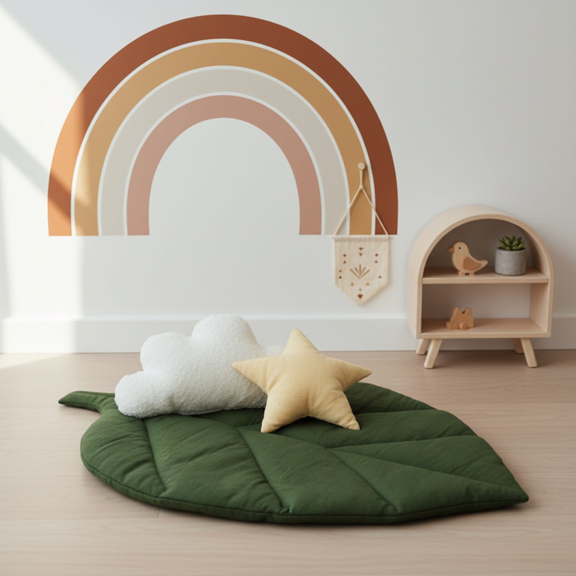 Linen Leaf Play Mat, Green Baby Play Mat