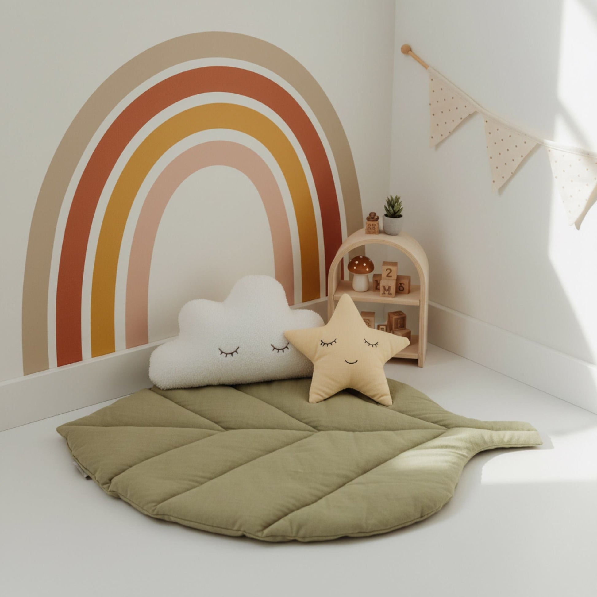 Linen Leaf Play Mat, Green Baby Play Mat