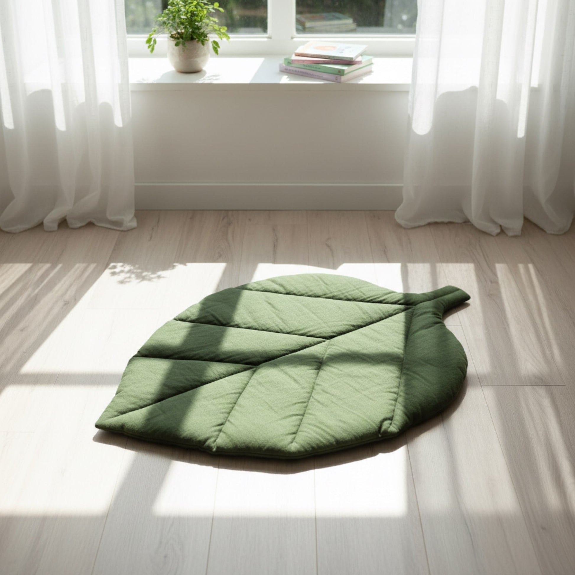 Linen Leaf Play Mat, Green Baby Play Mat