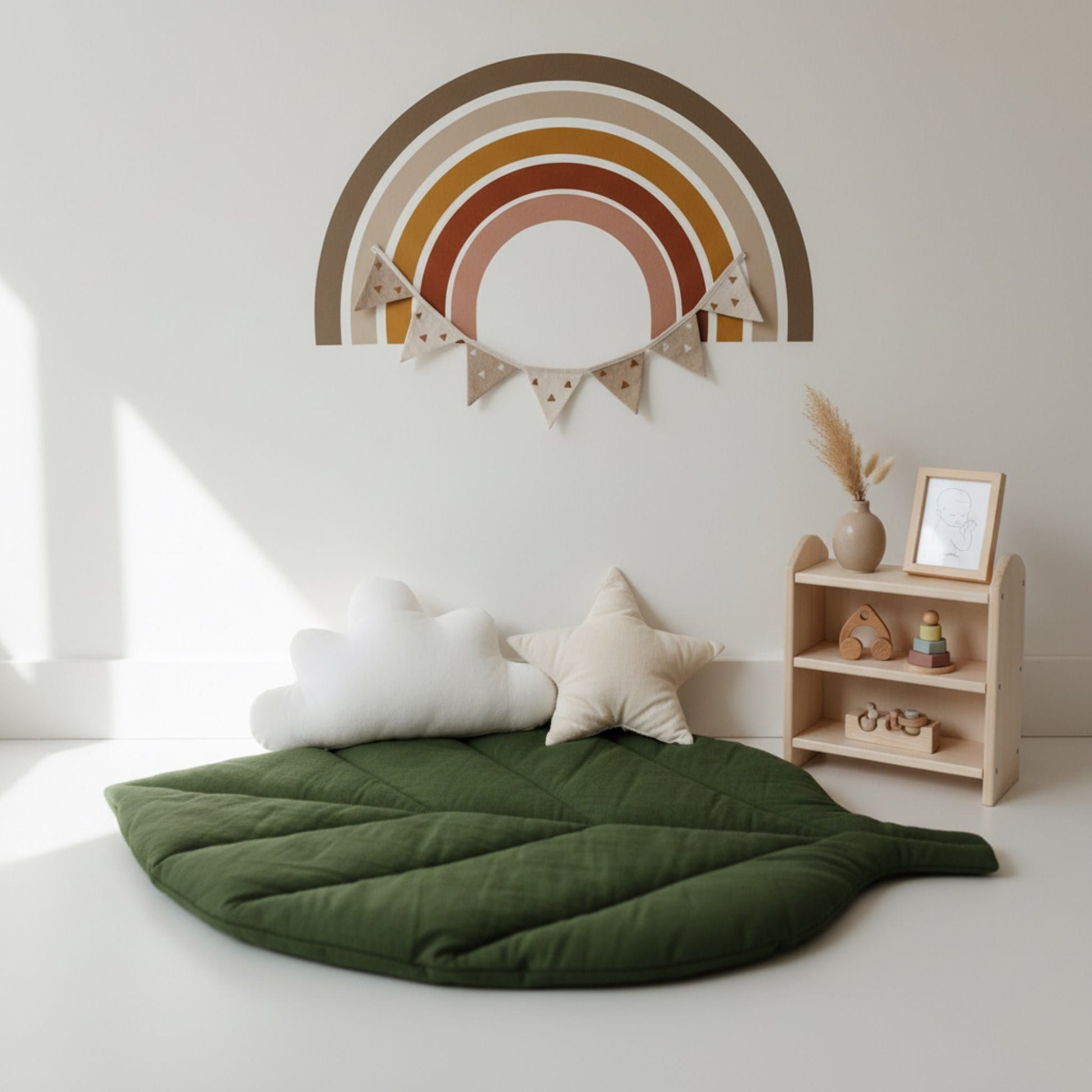 Linen Leaf Play Mat, Green Baby Play Mat