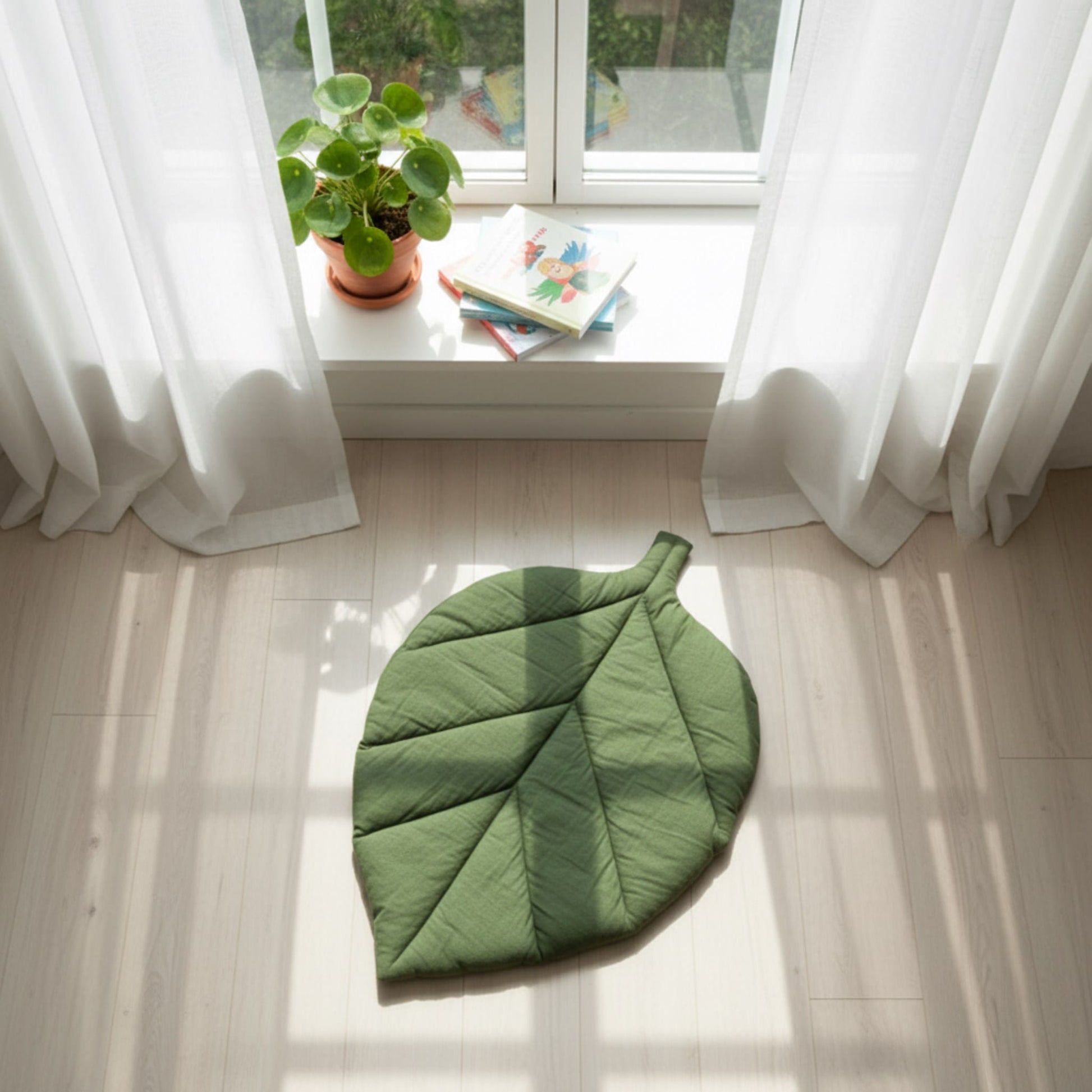 Linen Leaf Play Mat, Green Baby Play Mat