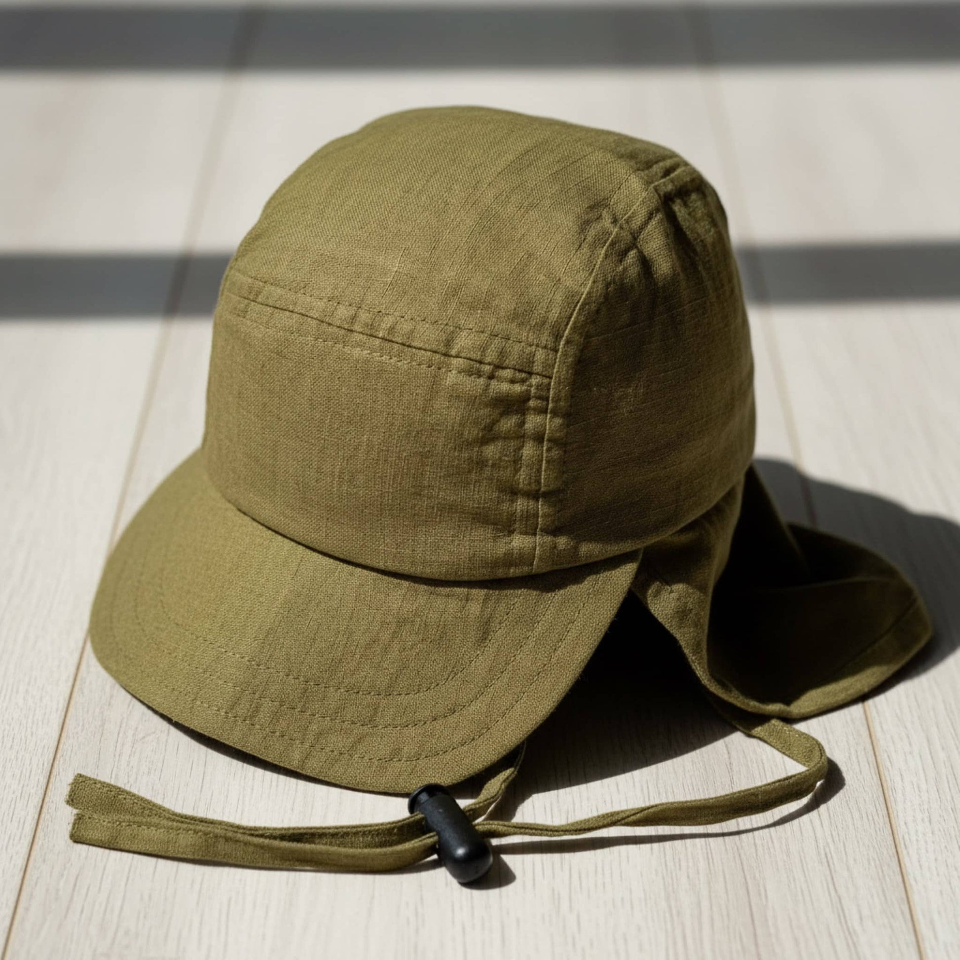 Linen Legionnaire Hat, Elastic Back Baby Hat