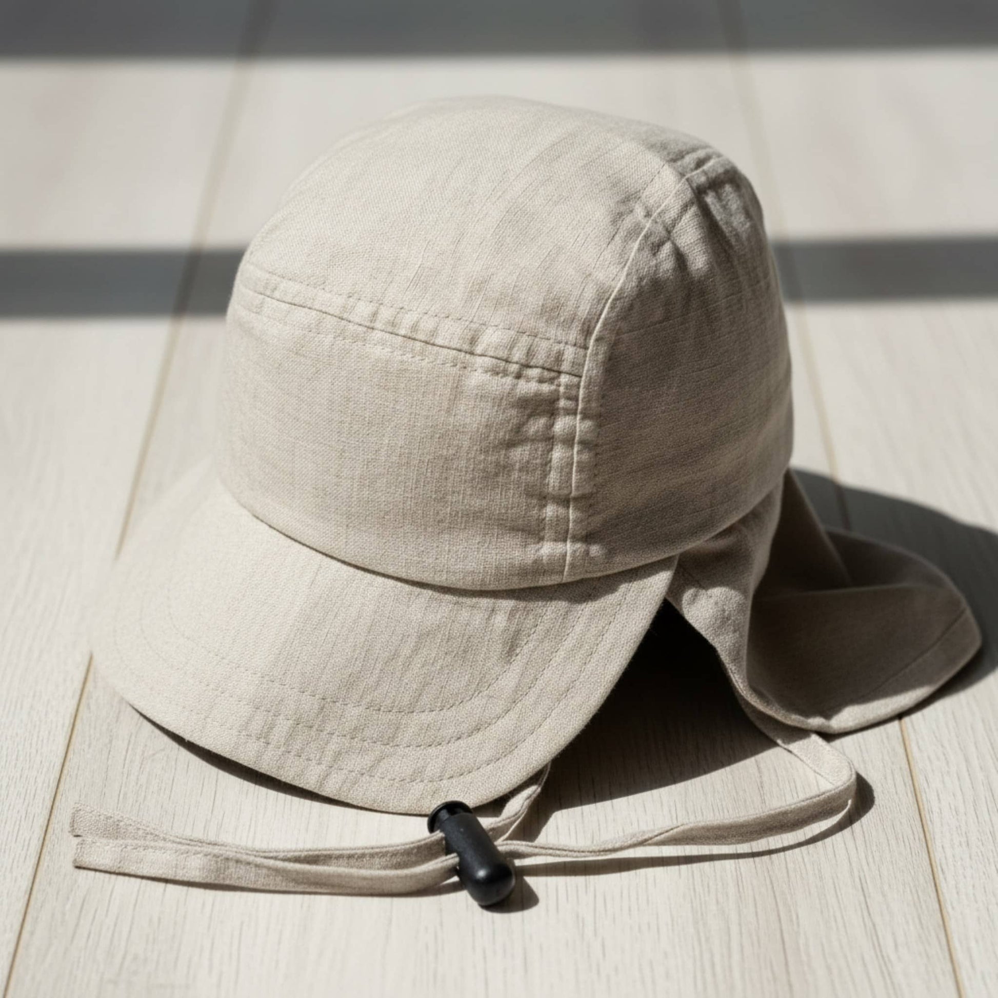 Linen Legionnaire Hat, Elastic Back Baby Hat