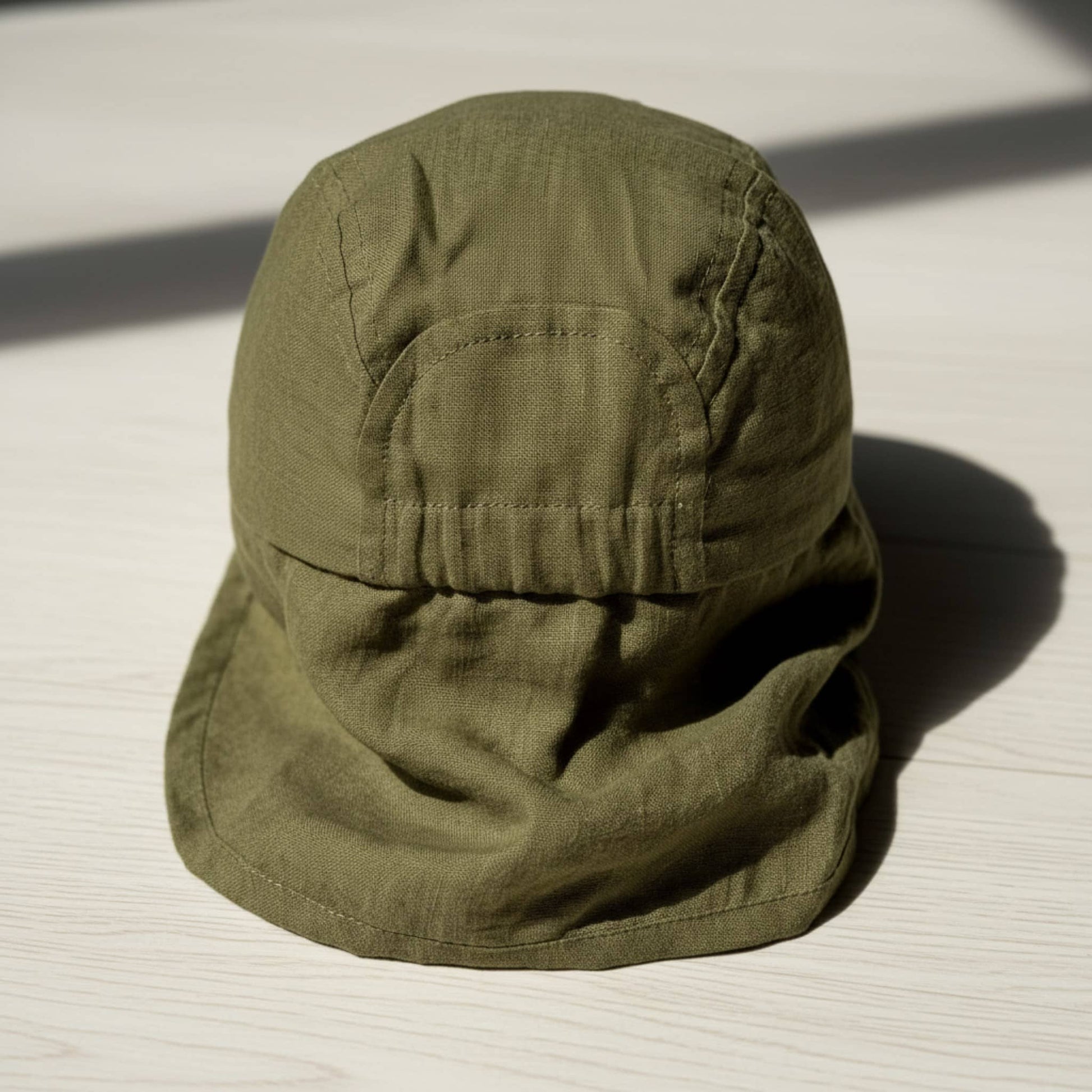 Linen Legionnaire Hat, Elastic Back Baby Hat
