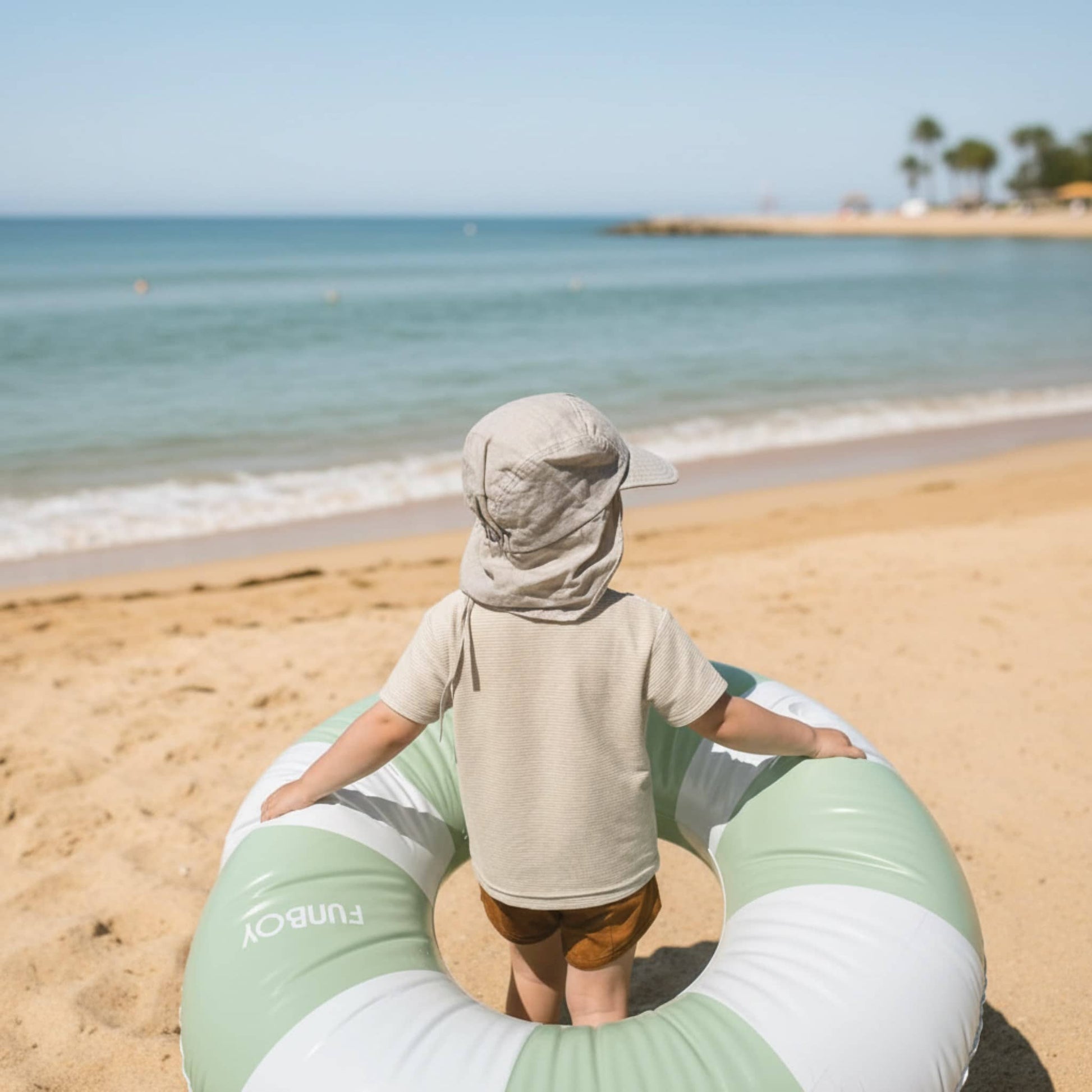 Linen Legionnaire Hat, Elastic Back Baby Hat