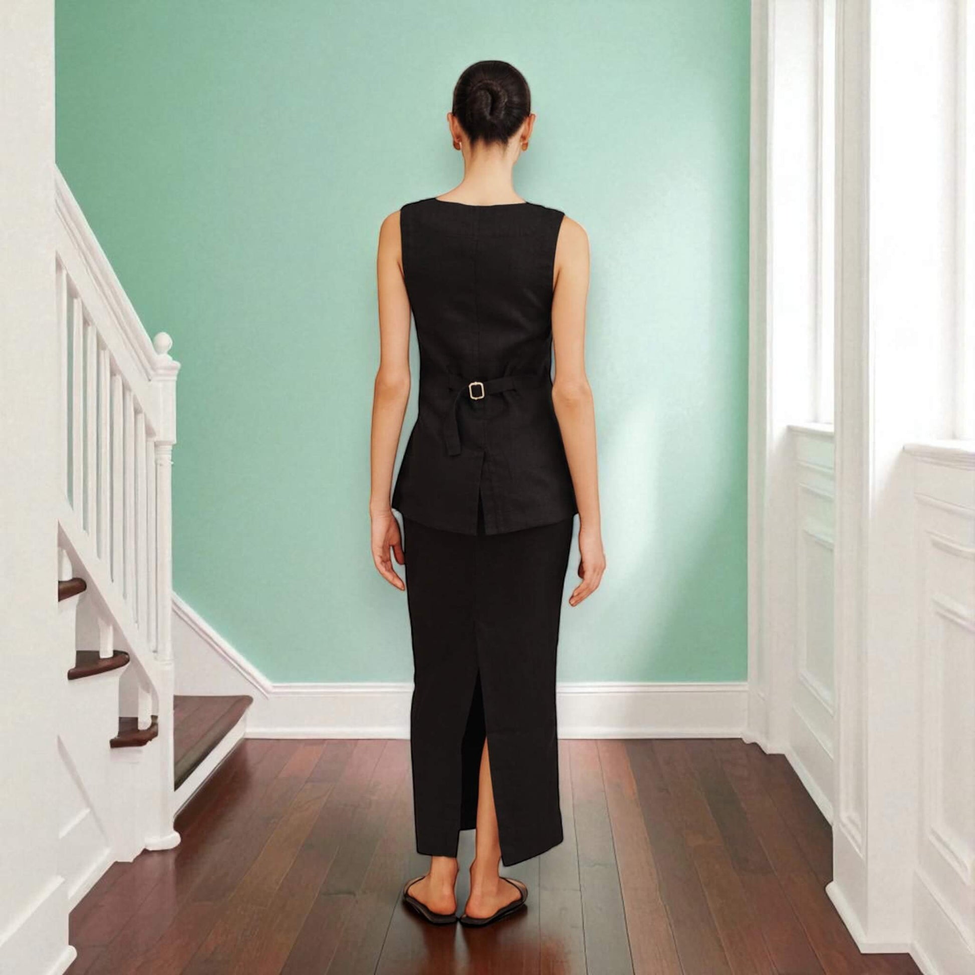 Linen Longline Vest Top, Linen Tailored Waistcoat