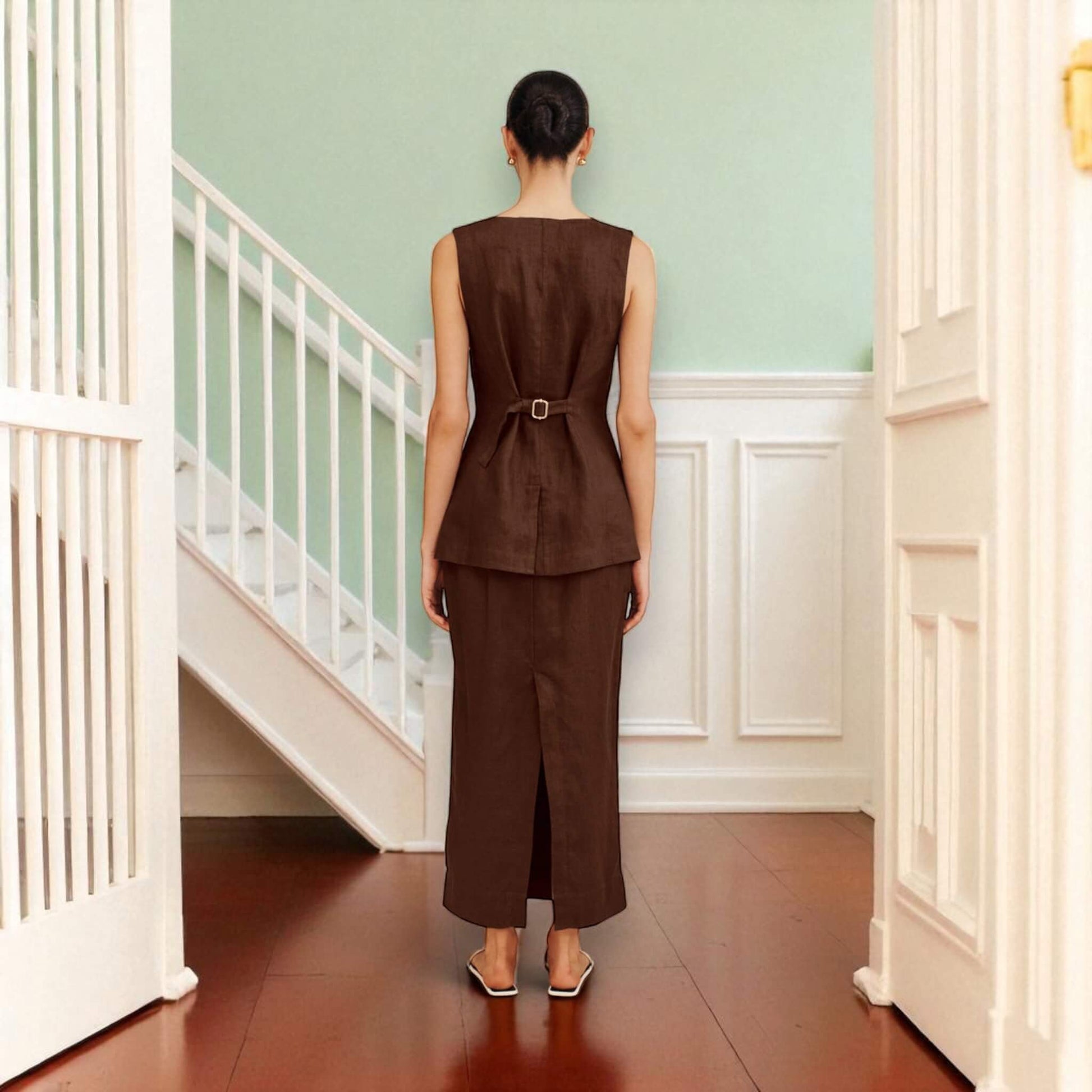 Linen Longline Vest Top, Linen Tailored Waistcoat