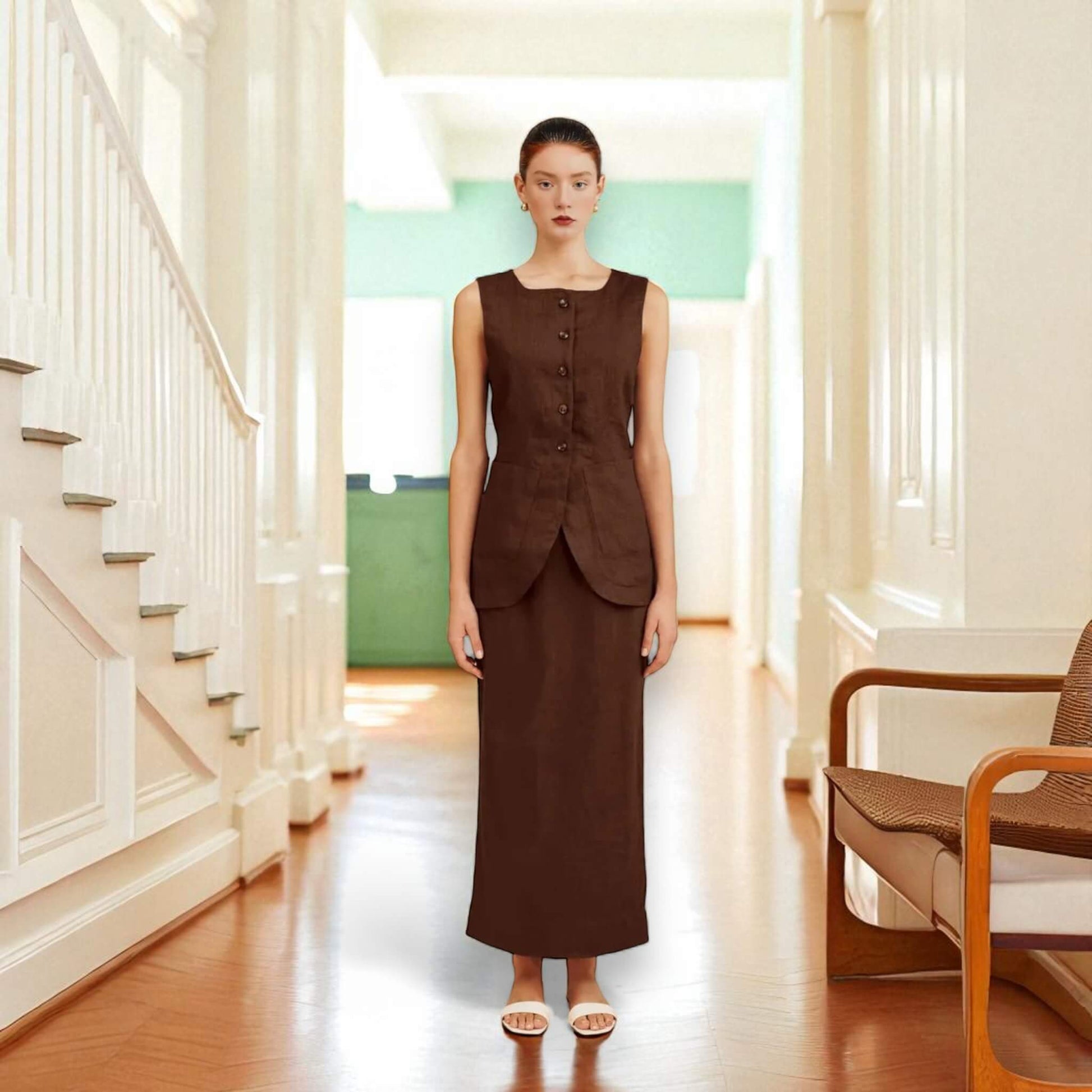 Linen Longline Vest Top, Linen Tailored Waistcoat
