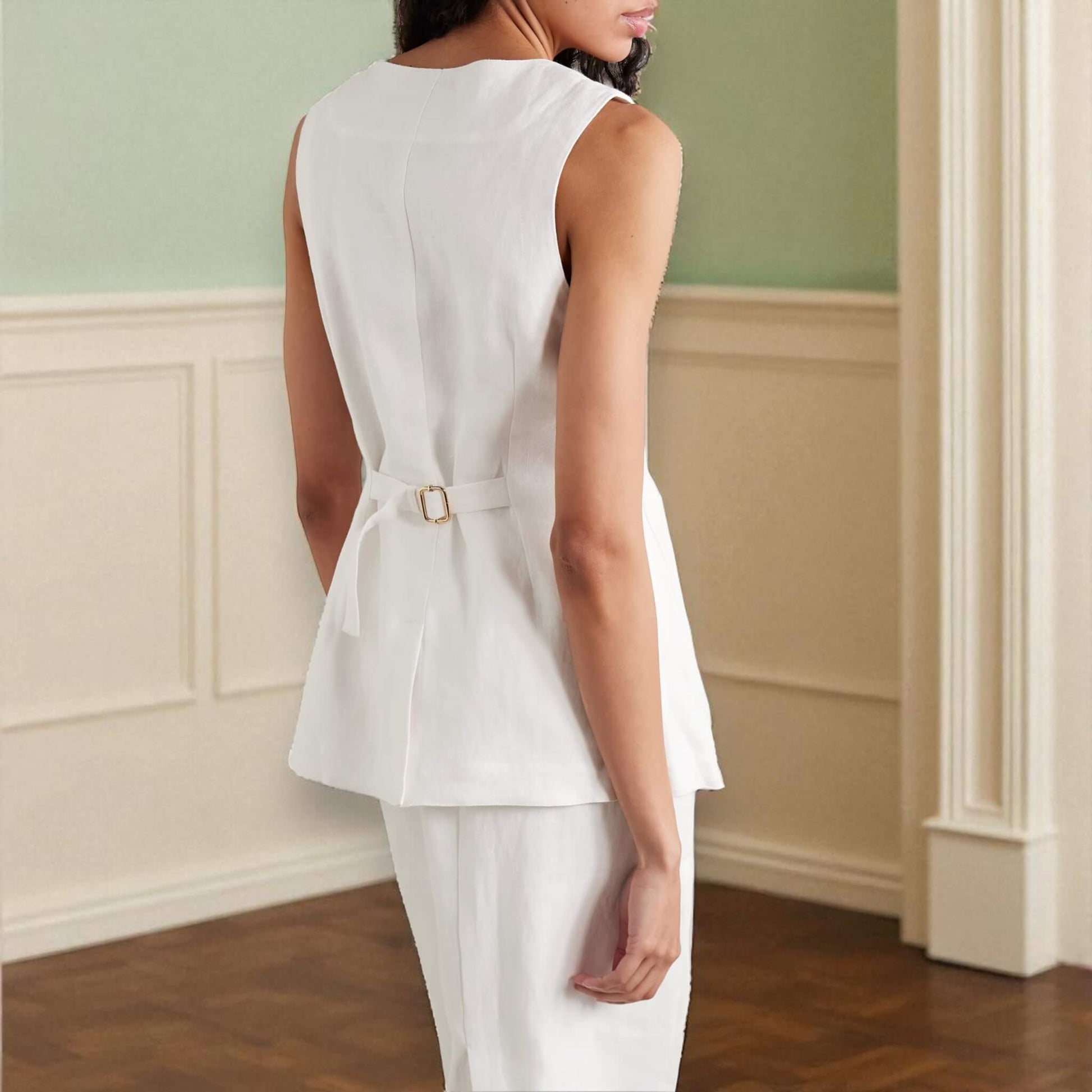 Linen Longline Vest Top, Linen Tailored Waistcoat