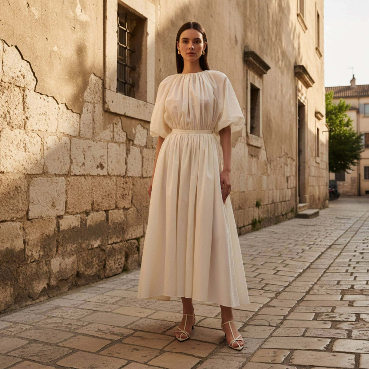 Linen Maxi Dress, Balloon Sleeve Maxi Dress