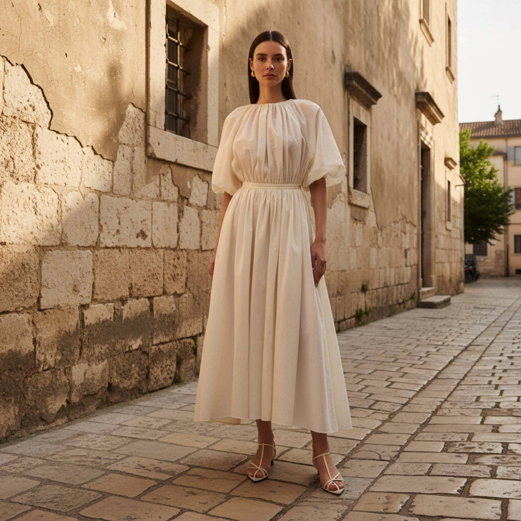 Linen Maxi Dress, Balloon Sleeve Maxi Dress