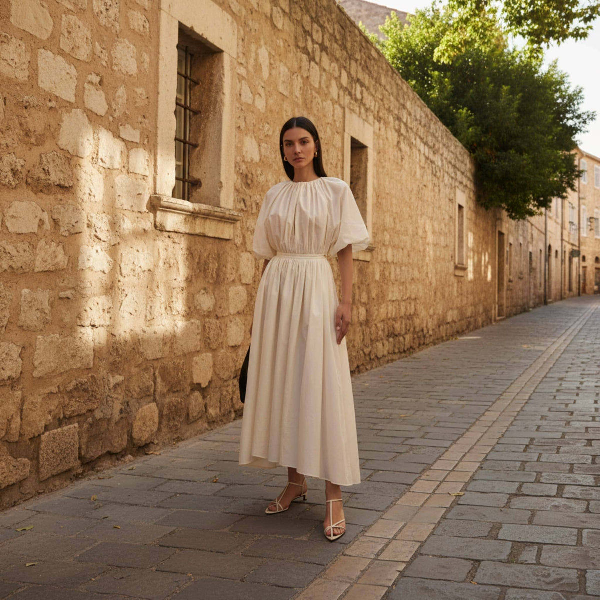 Linen Maxi Dress, Balloon Sleeve Maxi Dress
