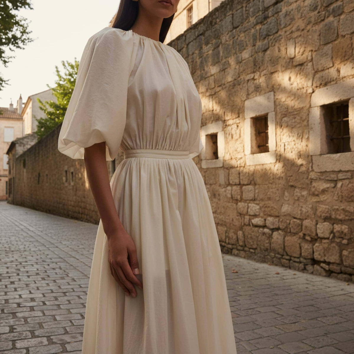 Linen Maxi Dress, Balloon Sleeve Maxi Dress