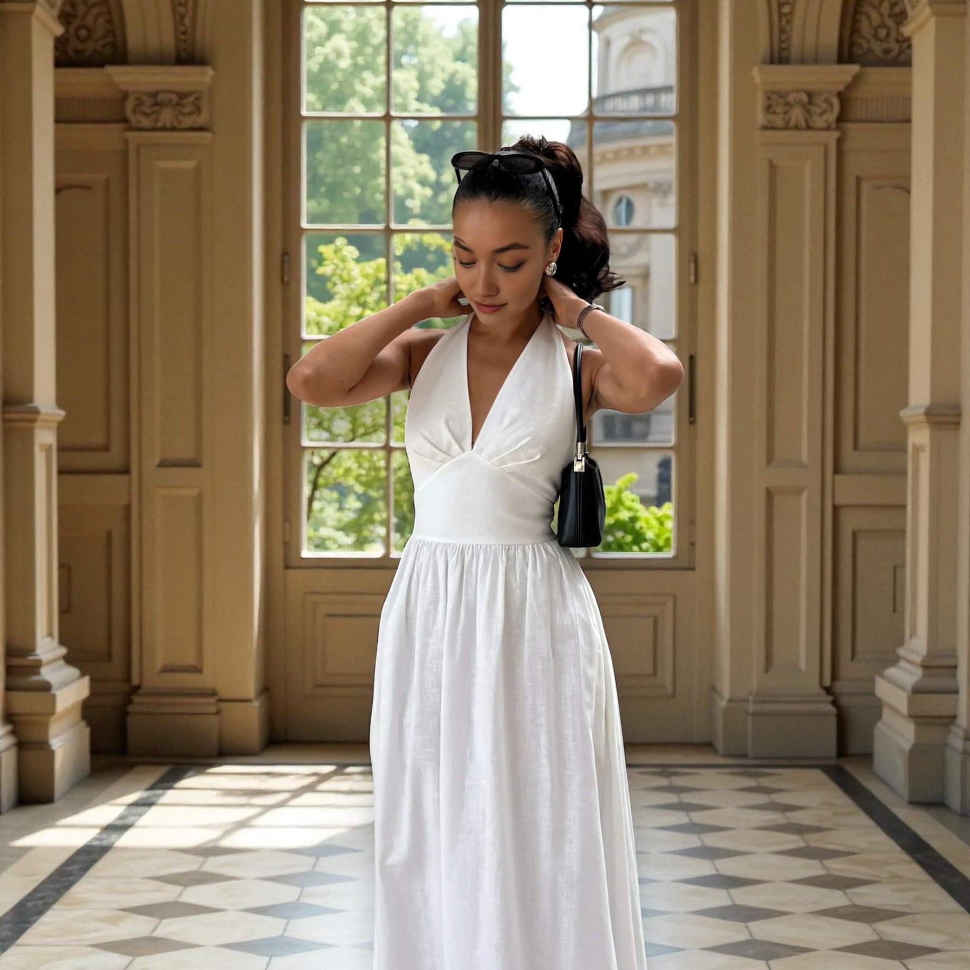 Linen Maxi Dress, Halter Neck Maxi Dress