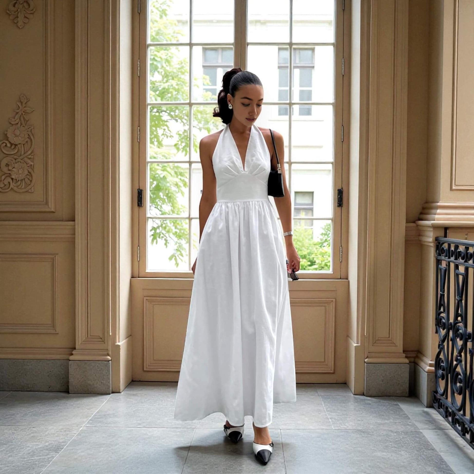 Linen Maxi Dress, Halter Neck Maxi Dress