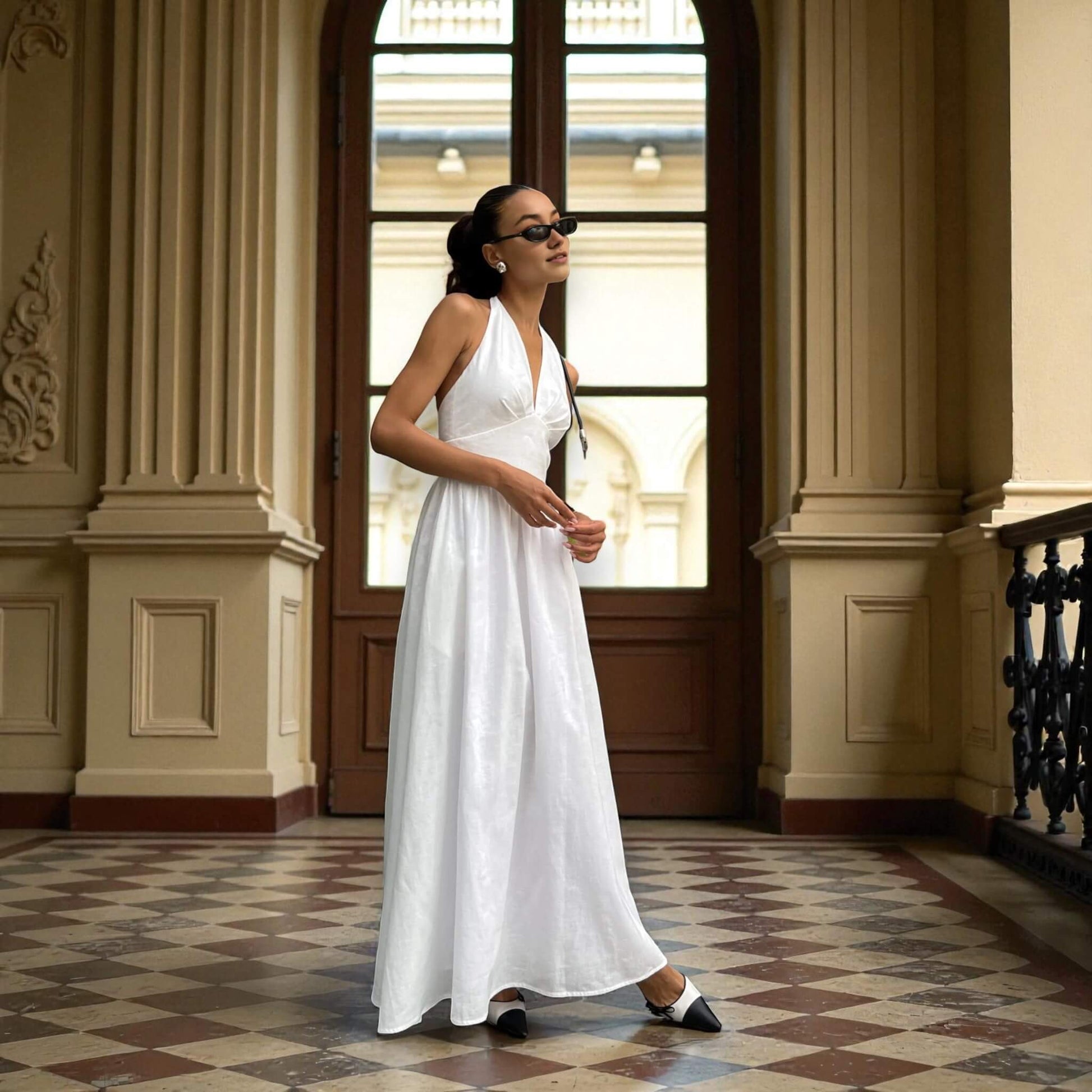 Linen Maxi Dress, Halter Neck Maxi Dress