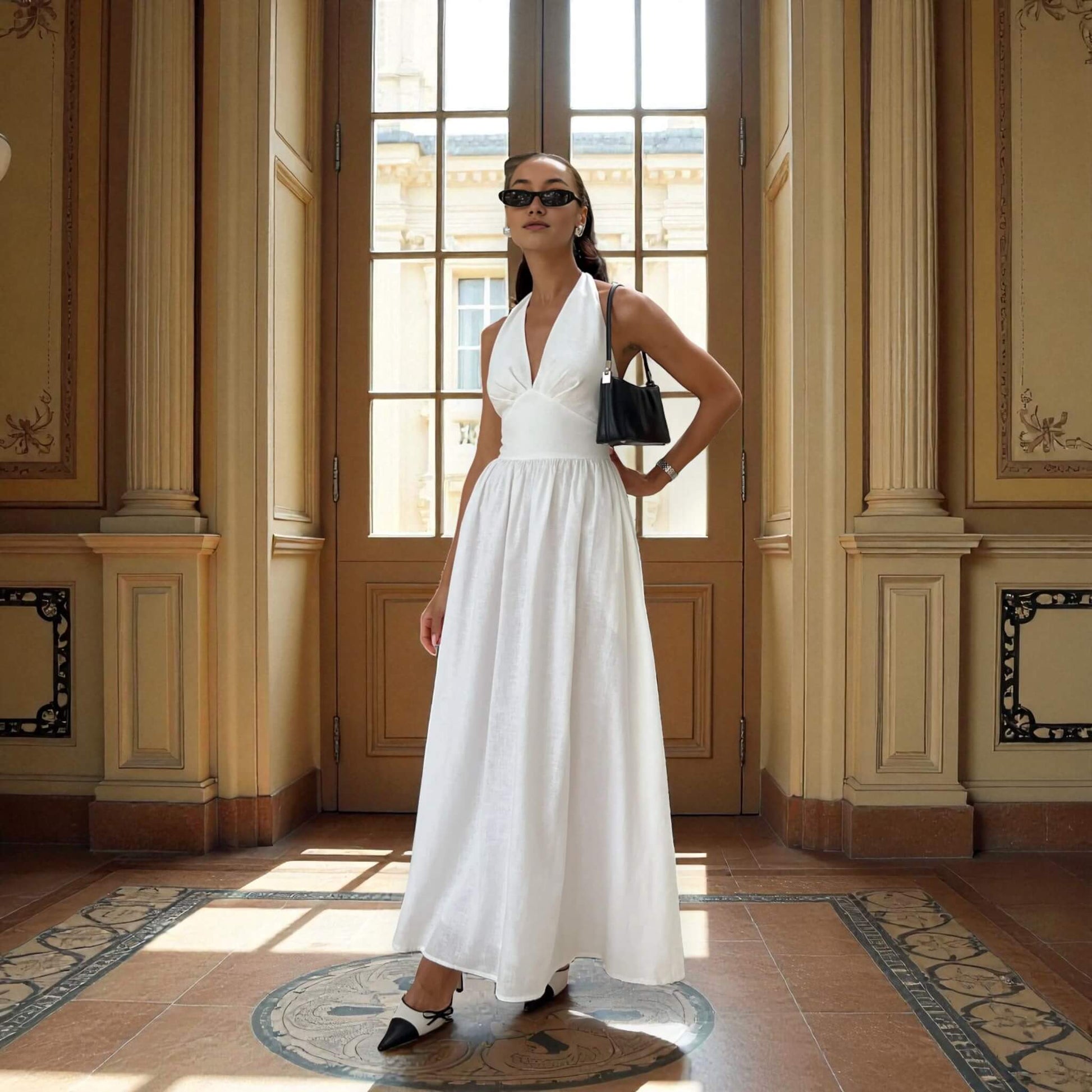 Linen Maxi Dress, Halter Neck Maxi Dress