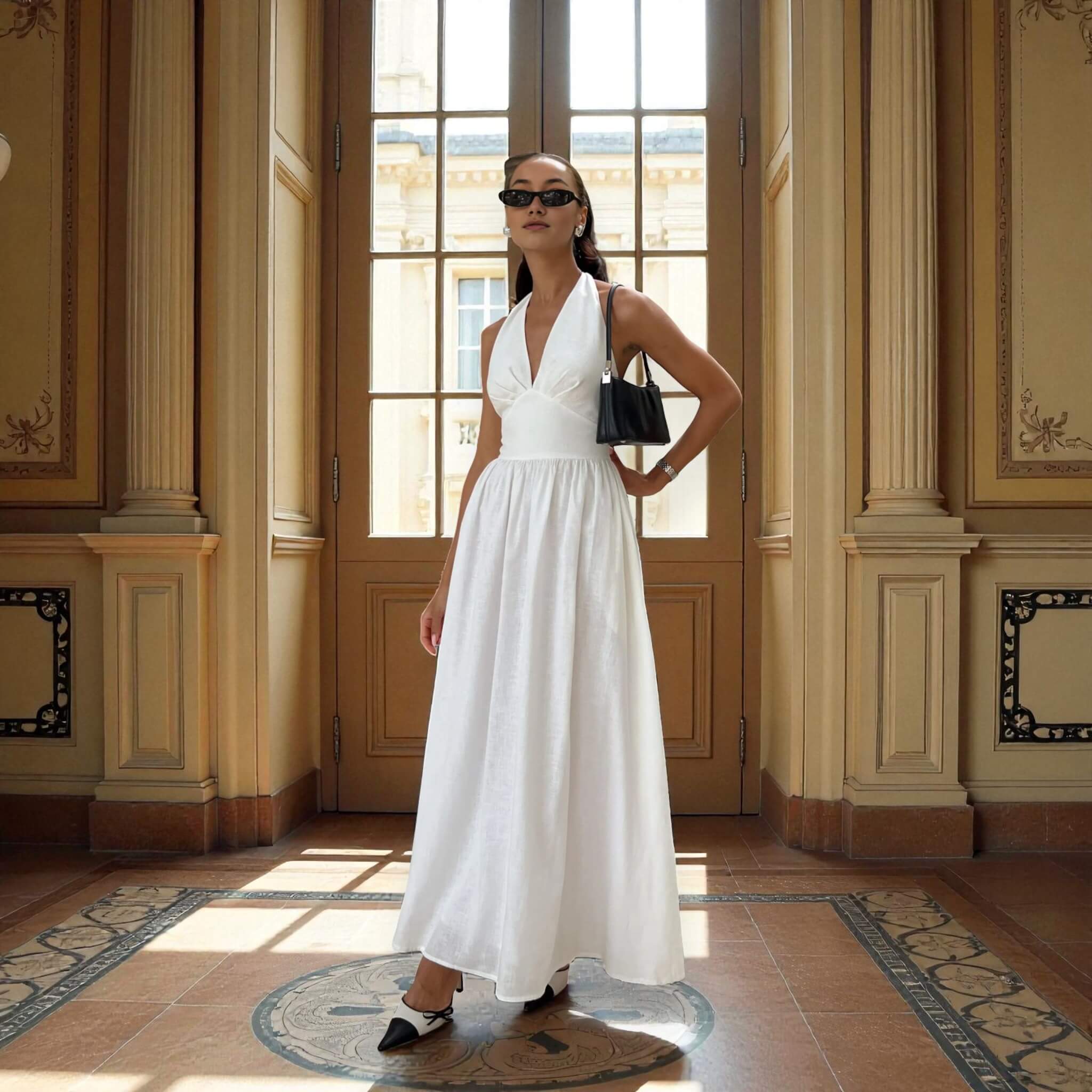 Linen Maxi Dress, Halter Neck Maxi Dress