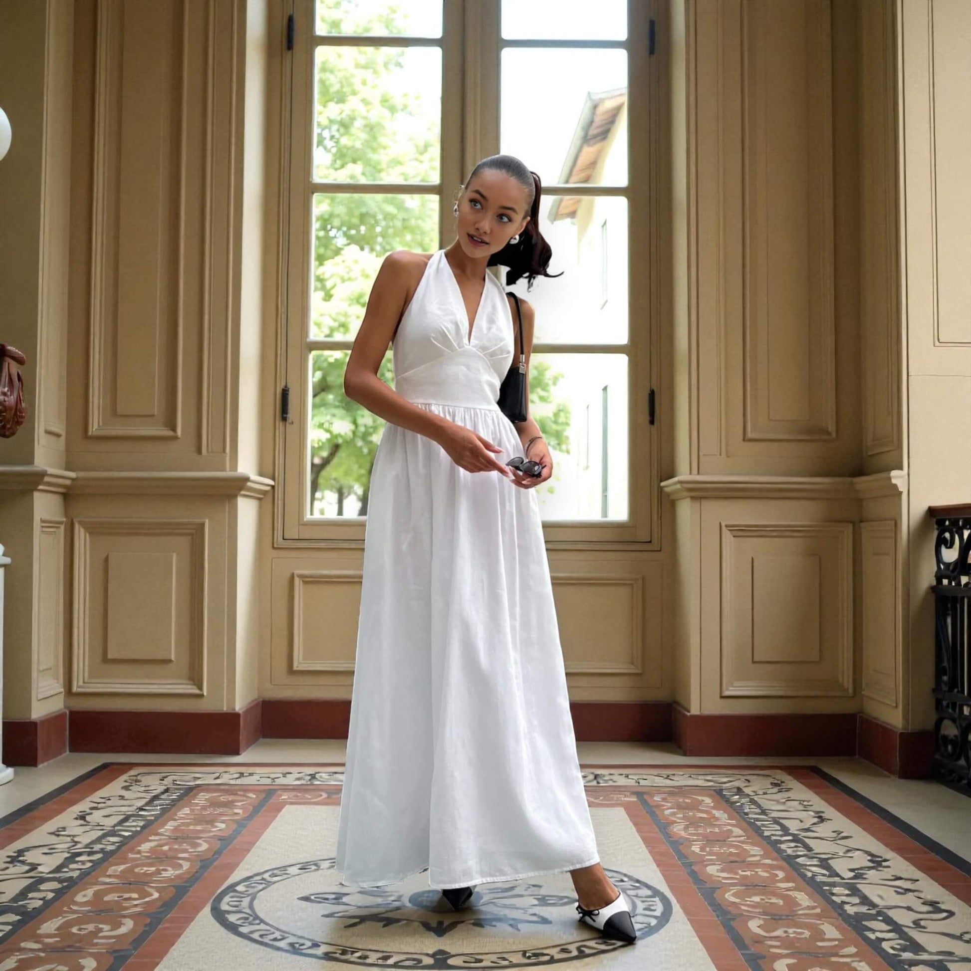 Linen Maxi Dress, Halter Neck Maxi Dress