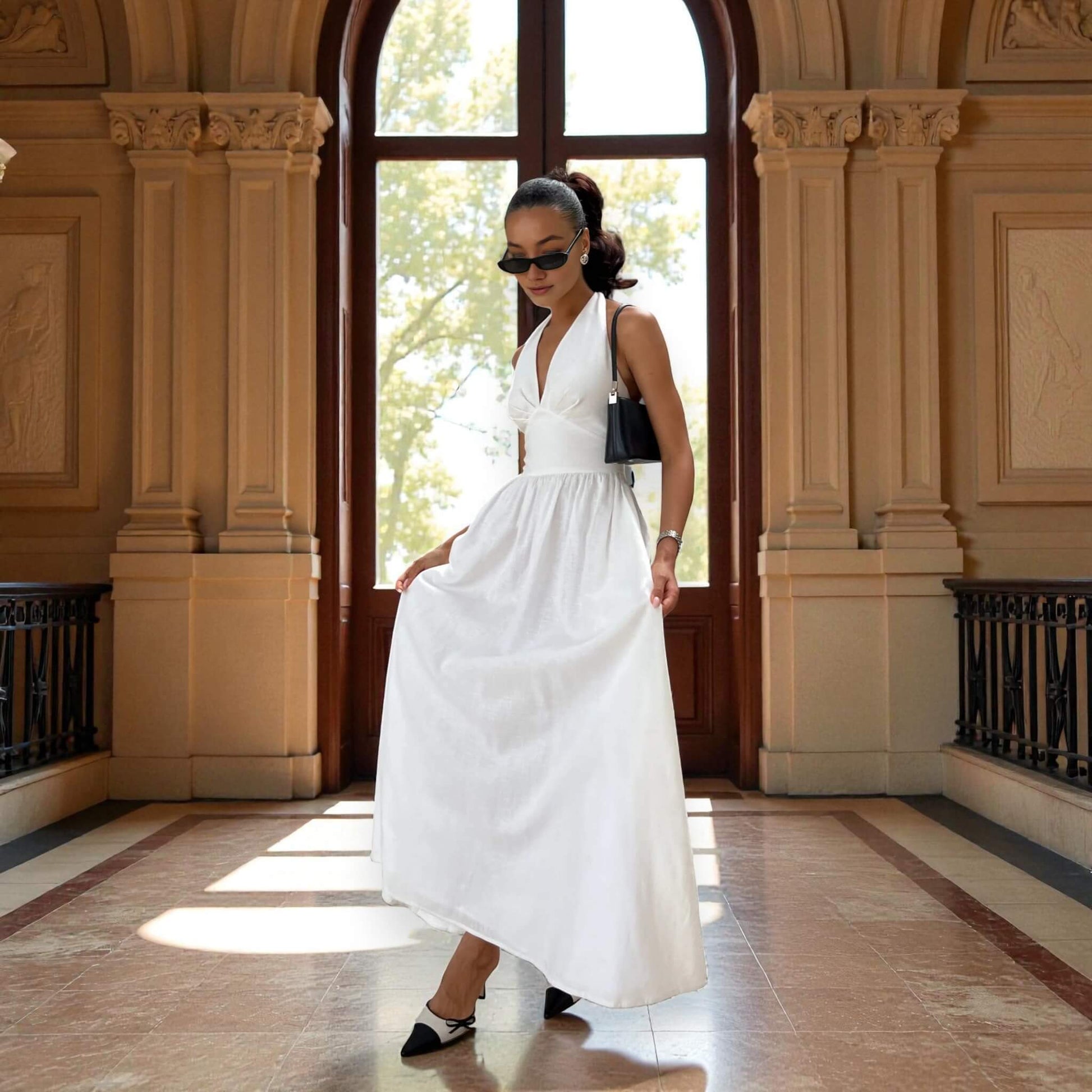 Linen Maxi Dress, Halter Neck Maxi Dress