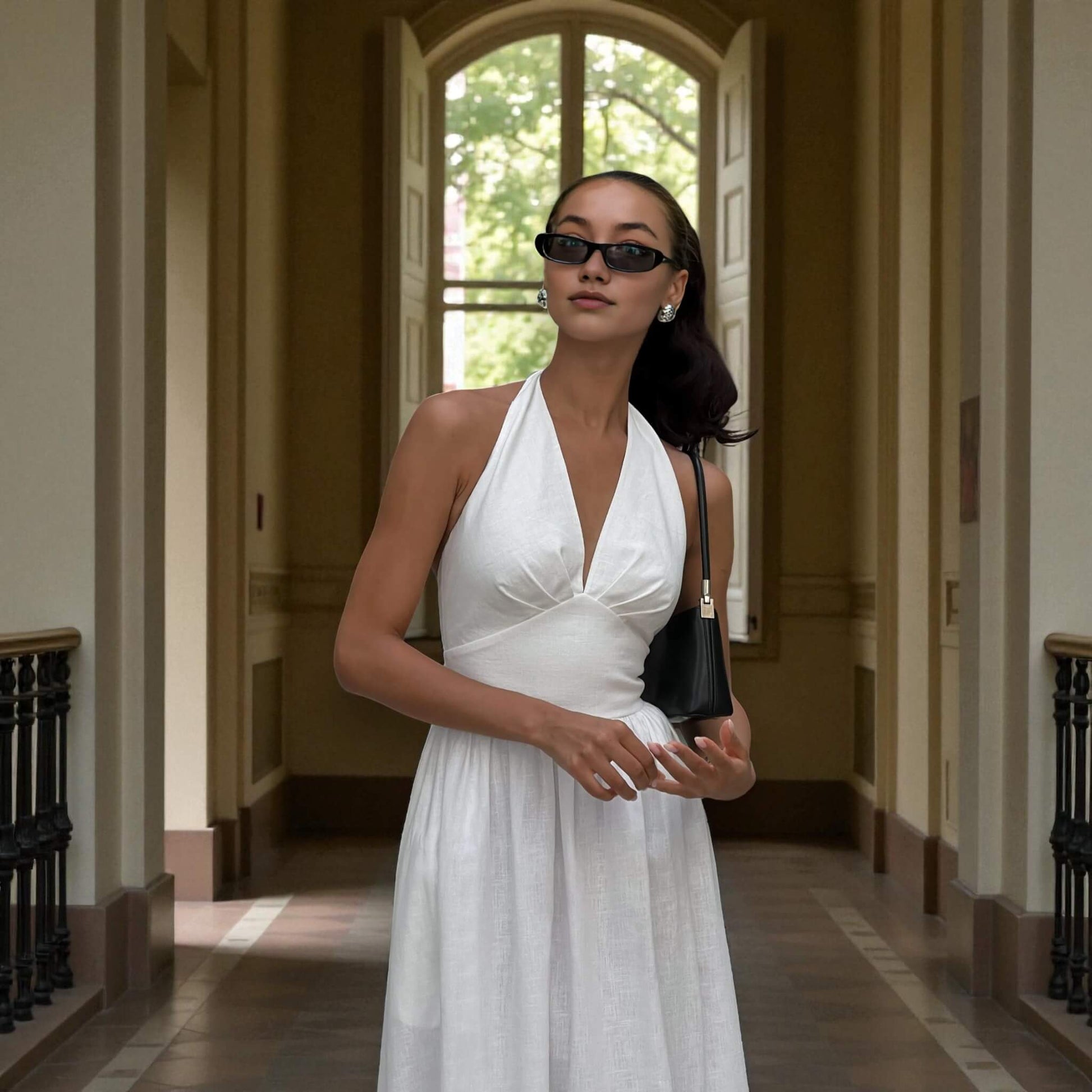 Linen Maxi Dress, Halter Neck Maxi Dress