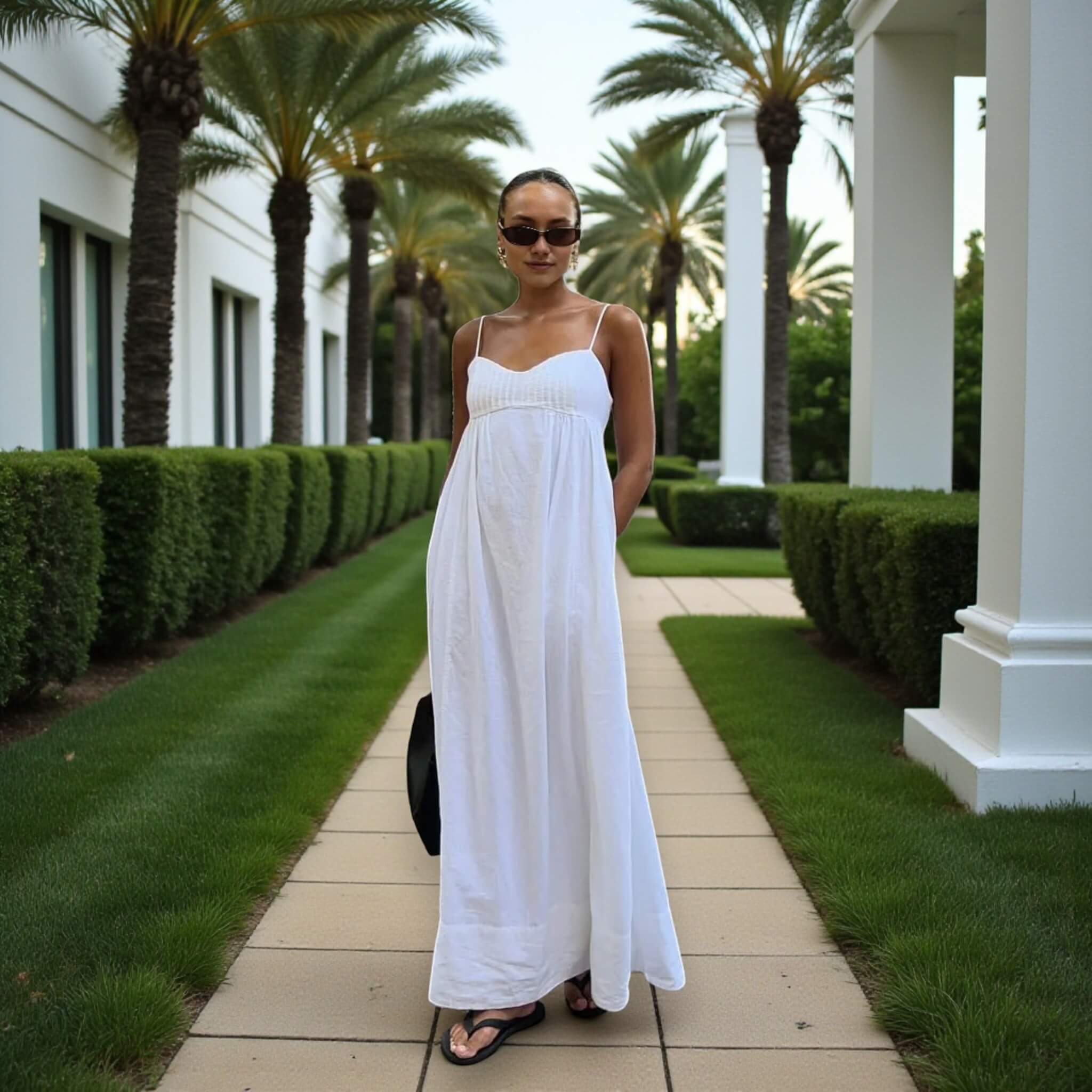 Linen Maxi Dress, Open Back Maxi Dress