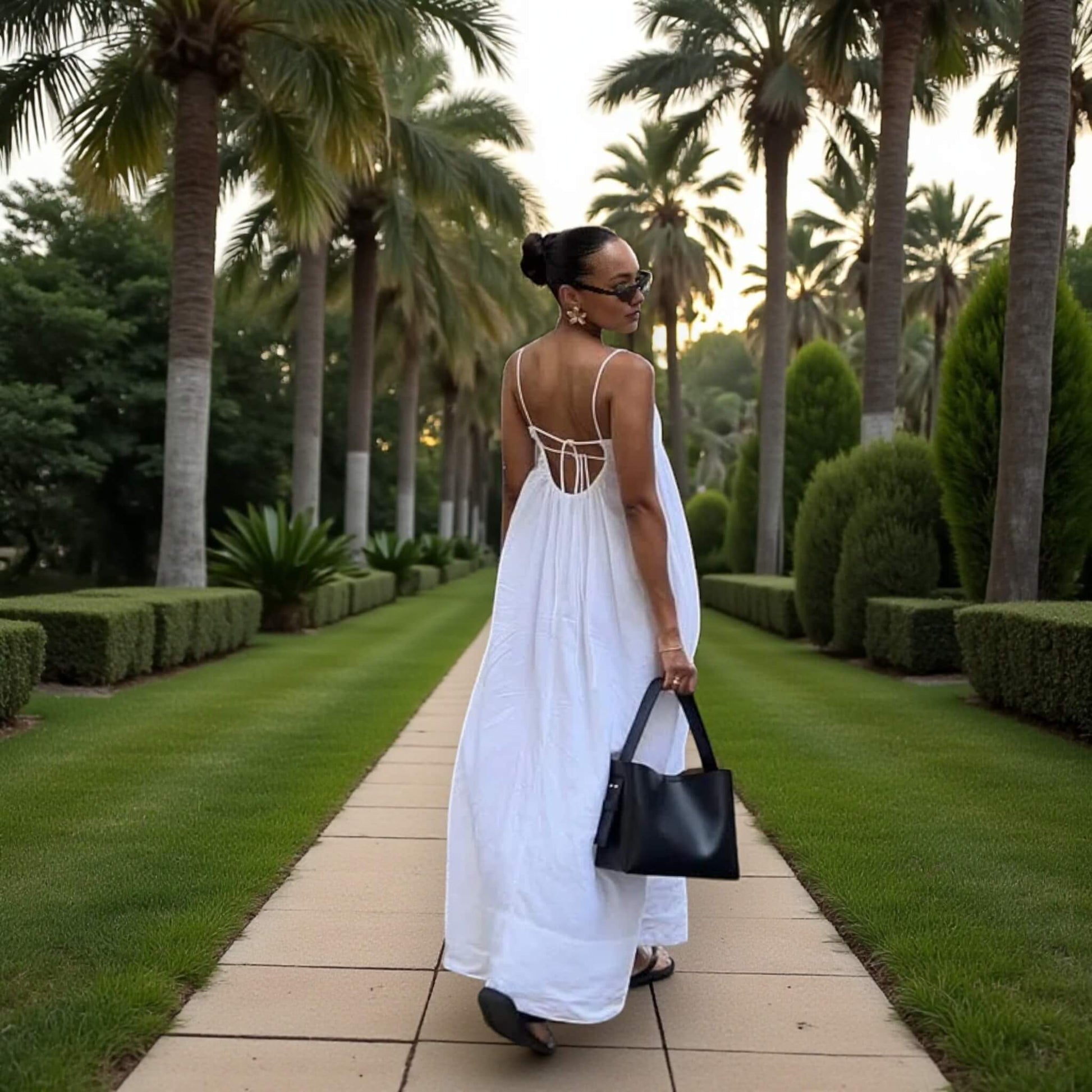 Linen Maxi Dress, Open Back Maxi Dress