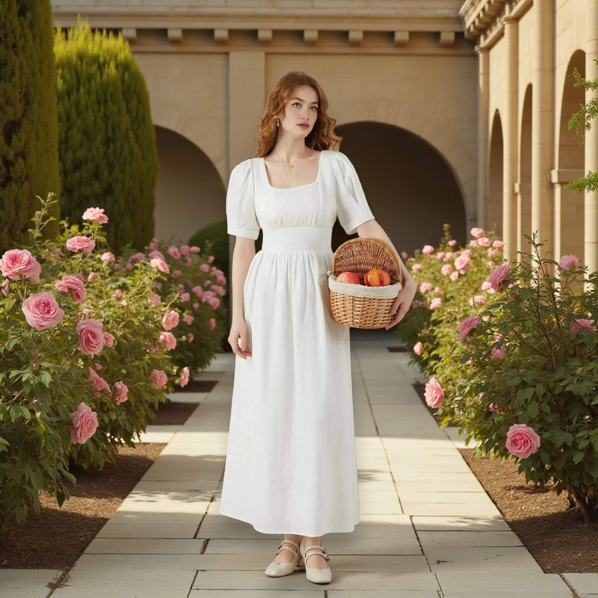 Linen Maxi Dress, Puff Sleeve Maxi Dress