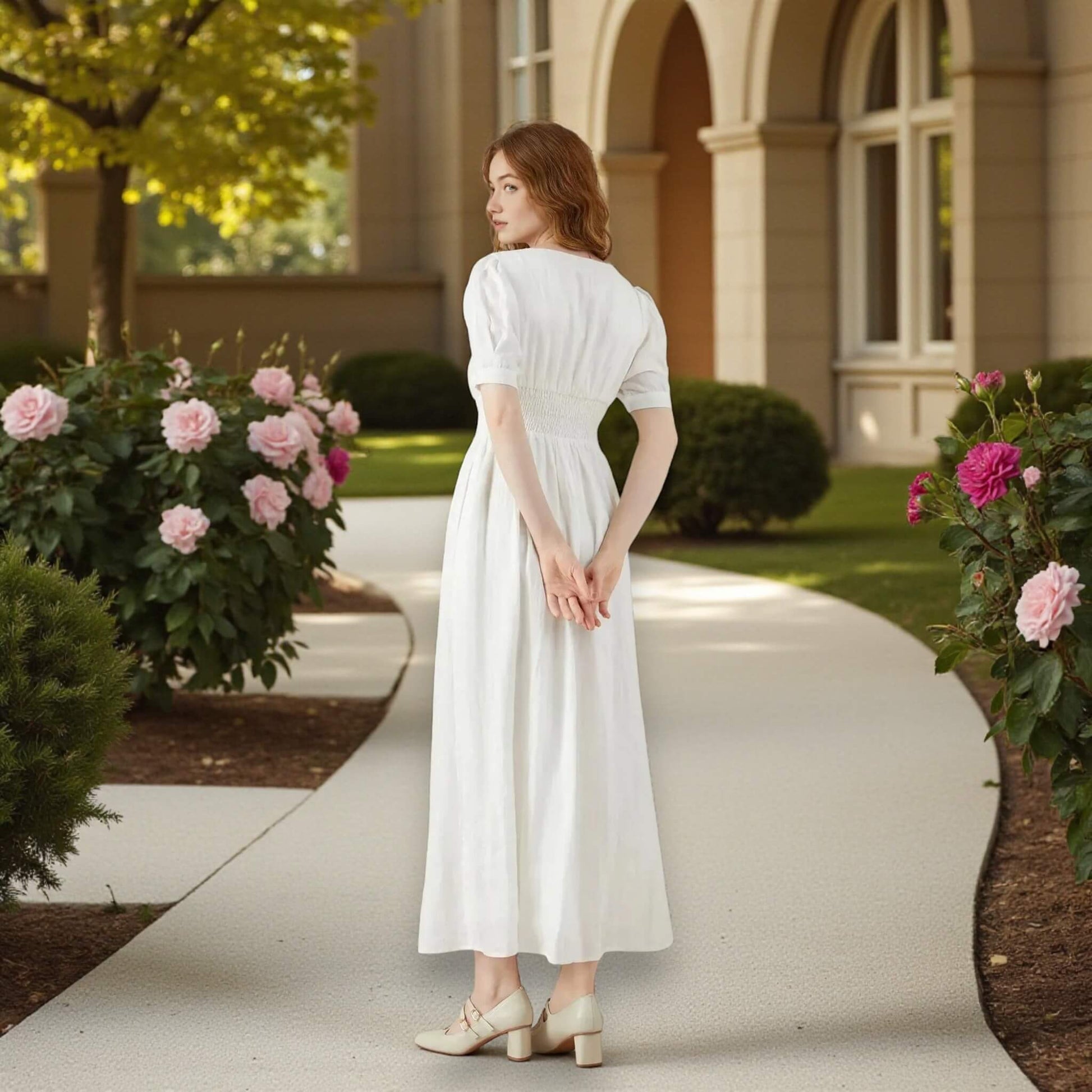 Linen Maxi Dress, Puff Sleeve Maxi Dress