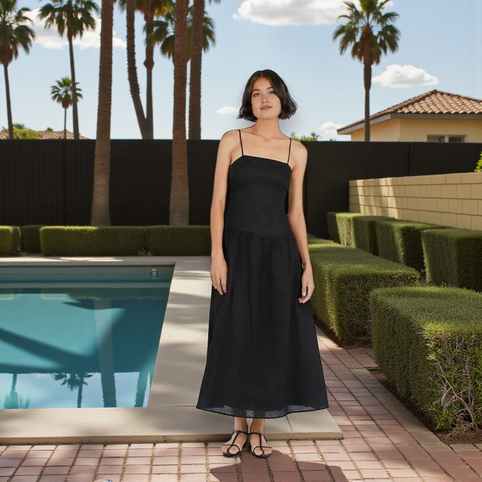 Linen Maxi Dress, Tie Back Maxi Dress